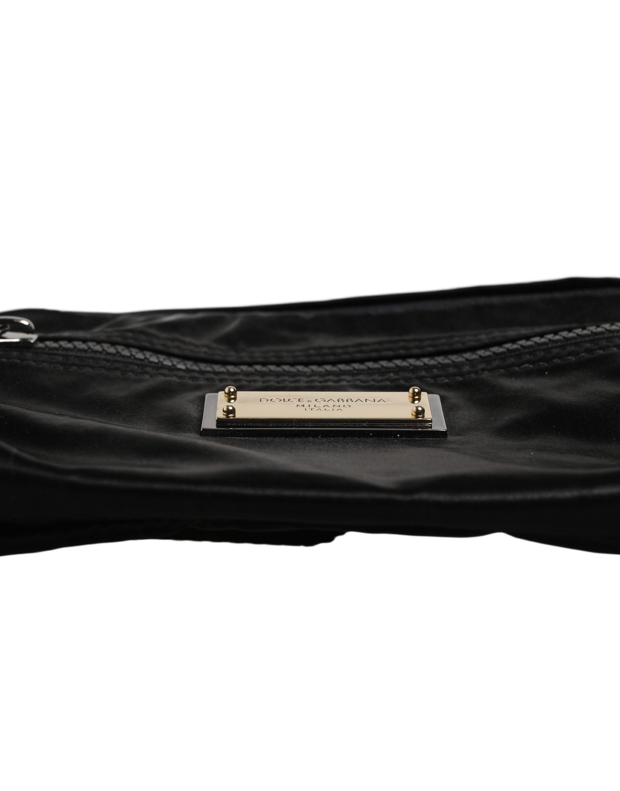 Dolce & Gabbana Black Brass Plate Bumbag Waist Fanny Pack Men Bag