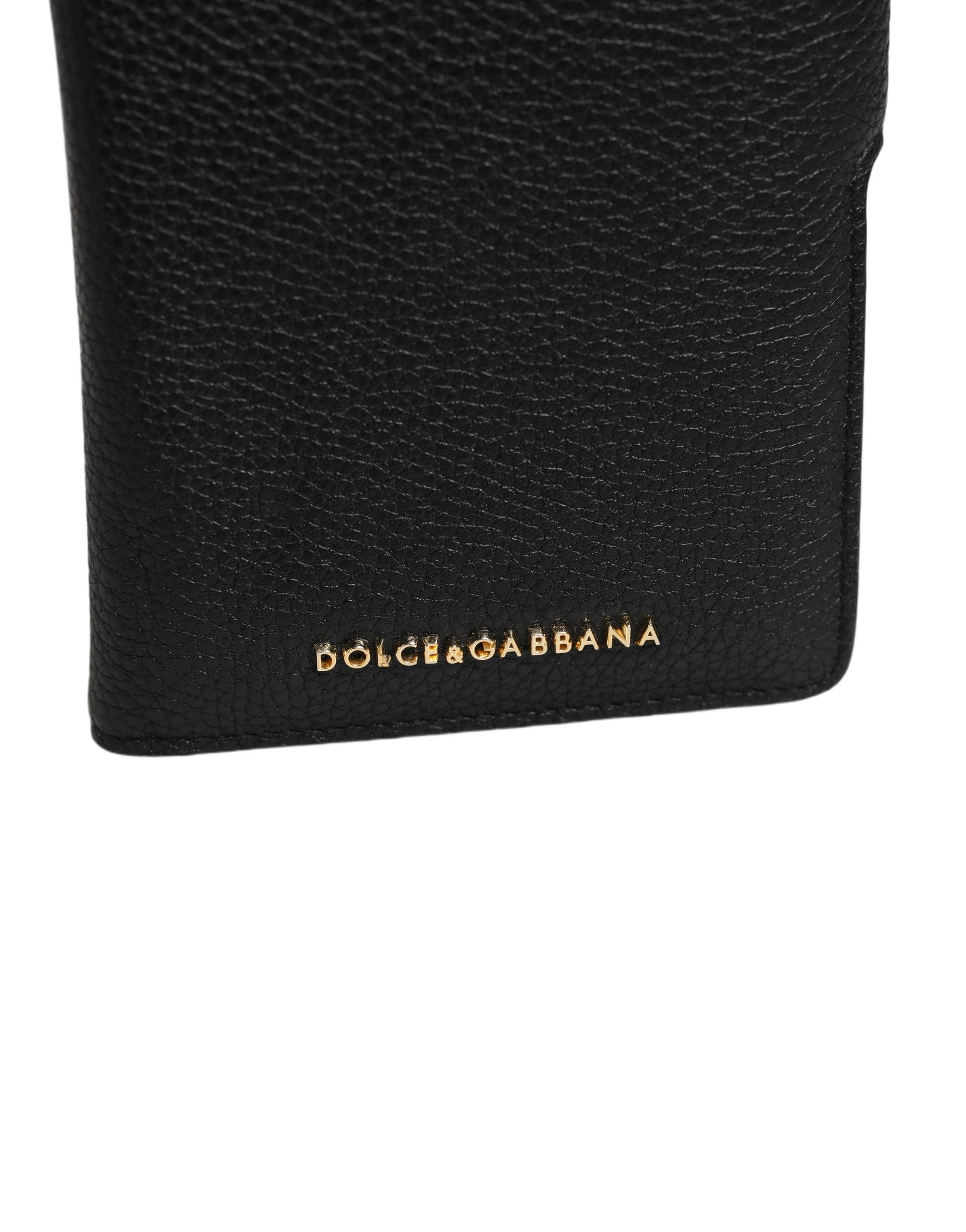 Dolce & Gabbana Case Flip Cover Schwarzes Kalbsleder iPhone 11 PRO Telefon