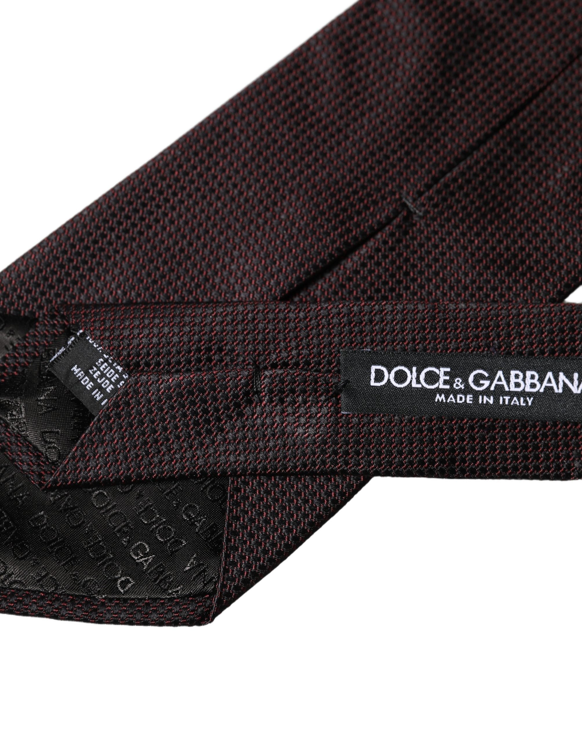 Cravate Homme Réglable Dolce & Gabbana 100% Soie Motif Noir Rouge