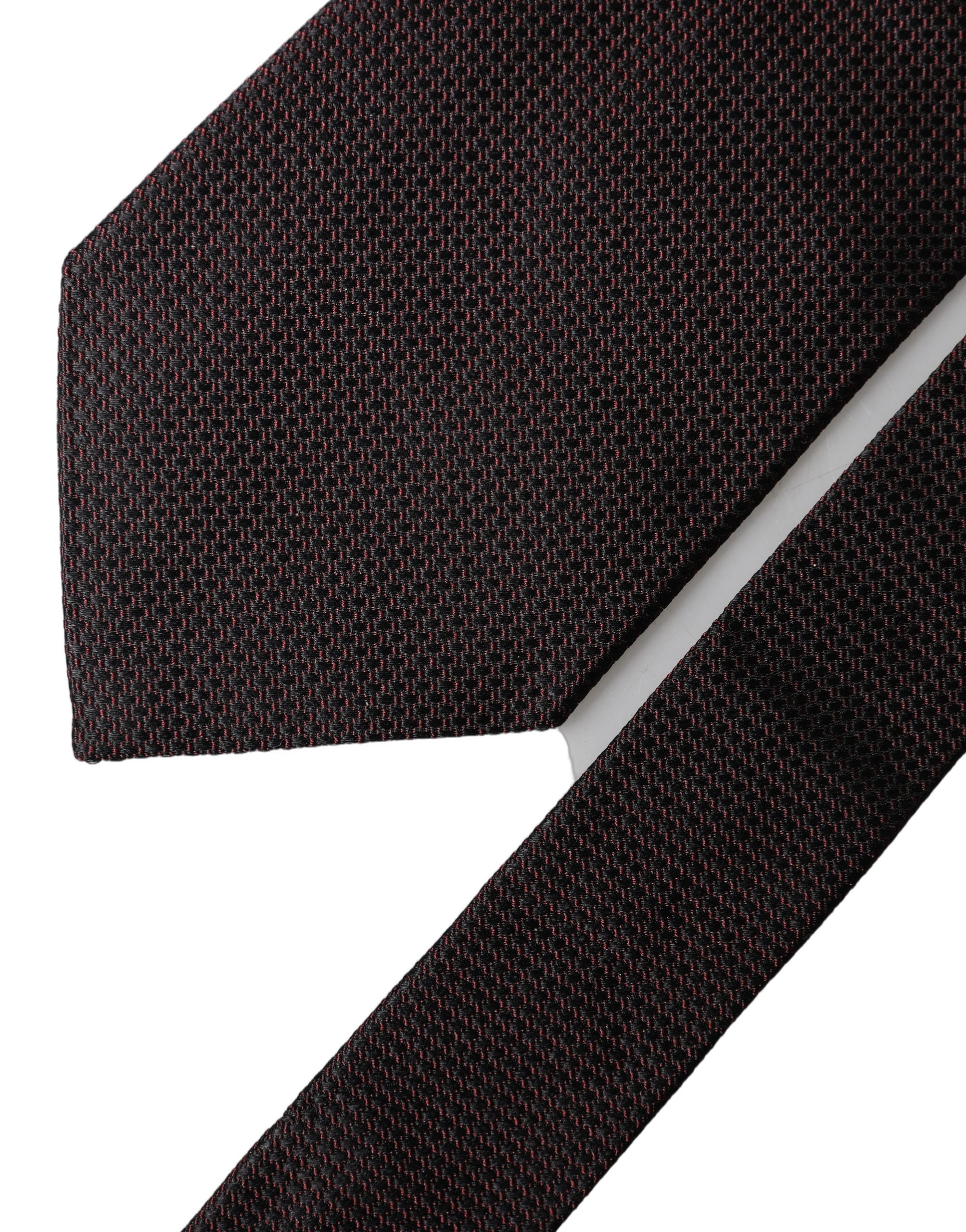 Cravate Homme Réglable Dolce & Gabbana 100% Soie Motif Noir Rouge