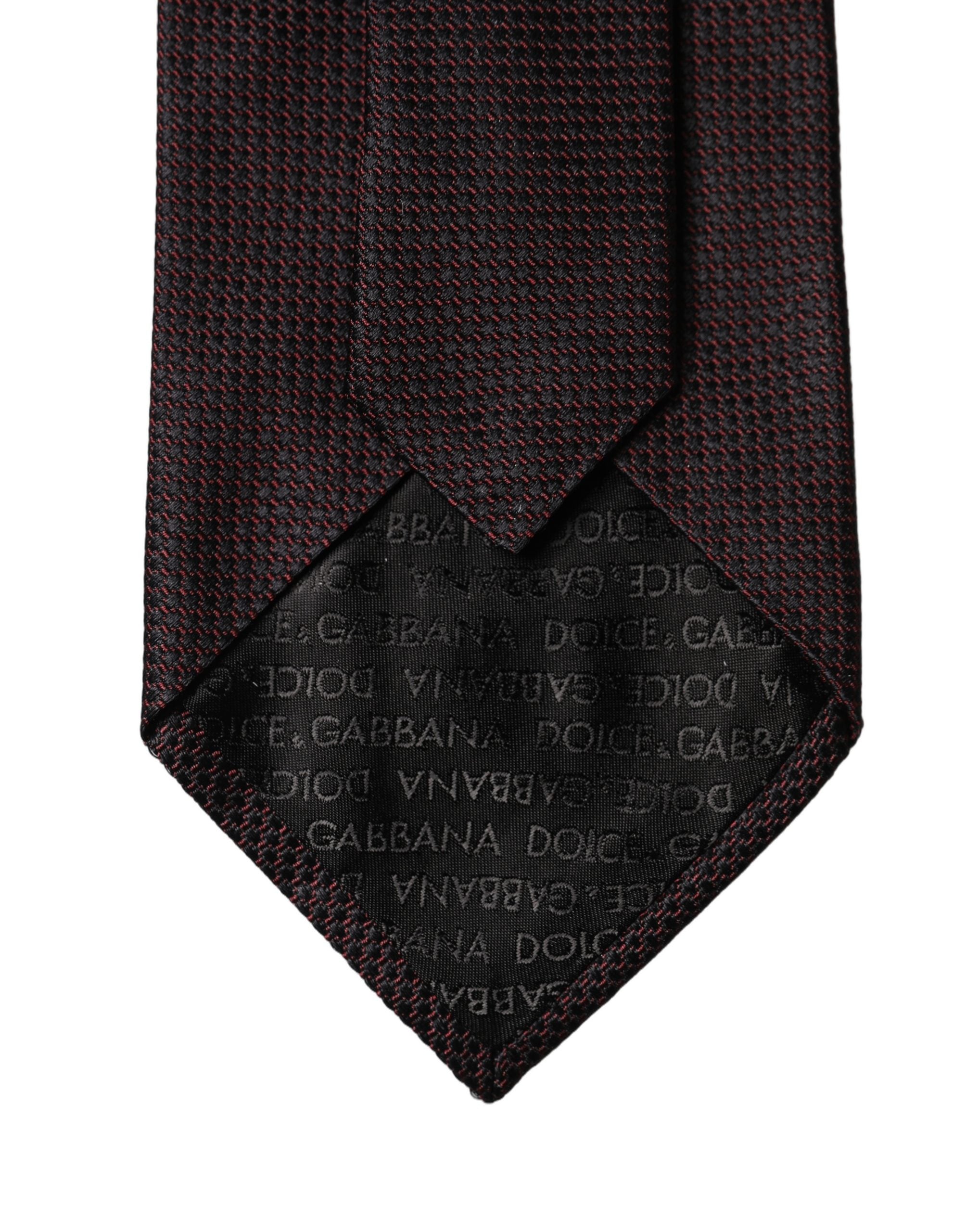 Cravate Homme Réglable Dolce & Gabbana 100% Soie Motif Noir Rouge