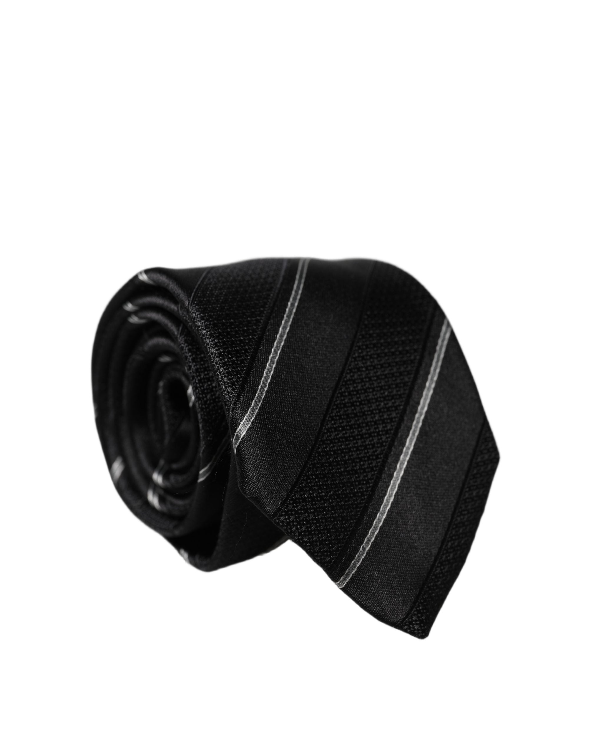 Cravate Homme Réglable Dolce & Gabbana Rayures Noires et Blanches 100% Soie