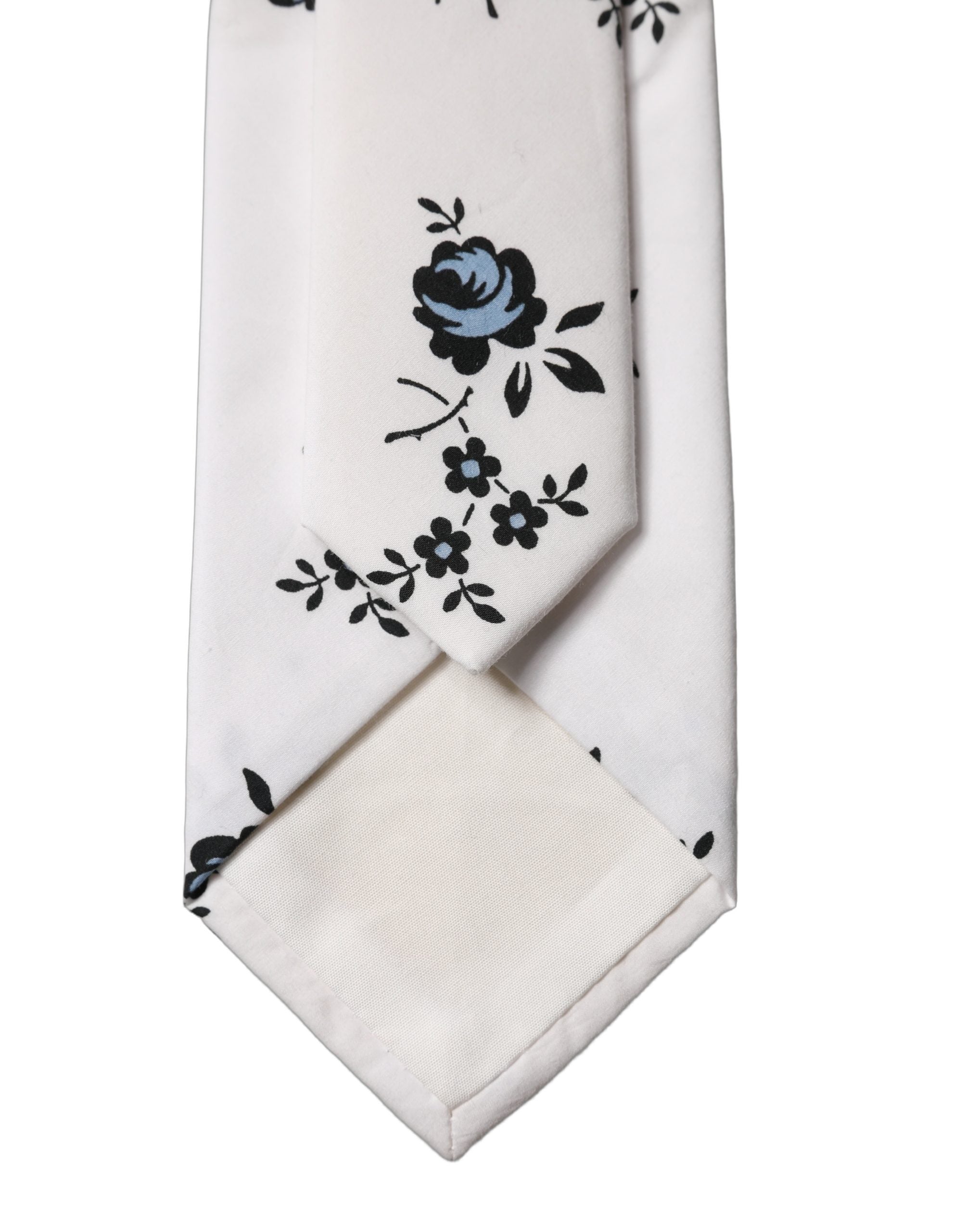 Cravate homme ajustable Dolce & Gabbana en coton à motif floral blanc