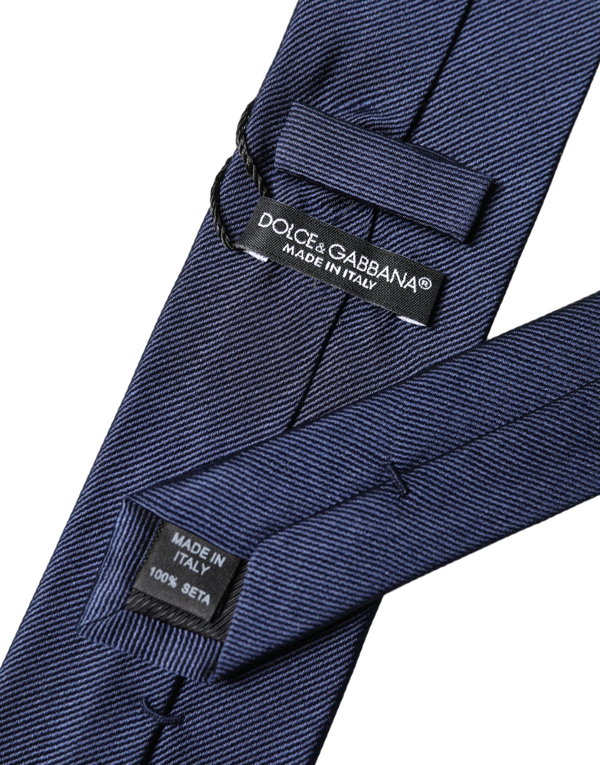 Dolce & Gabbana Dunkelblaue, einfarbige Krawatte für Herren aus 100 % Seide, verstellbar