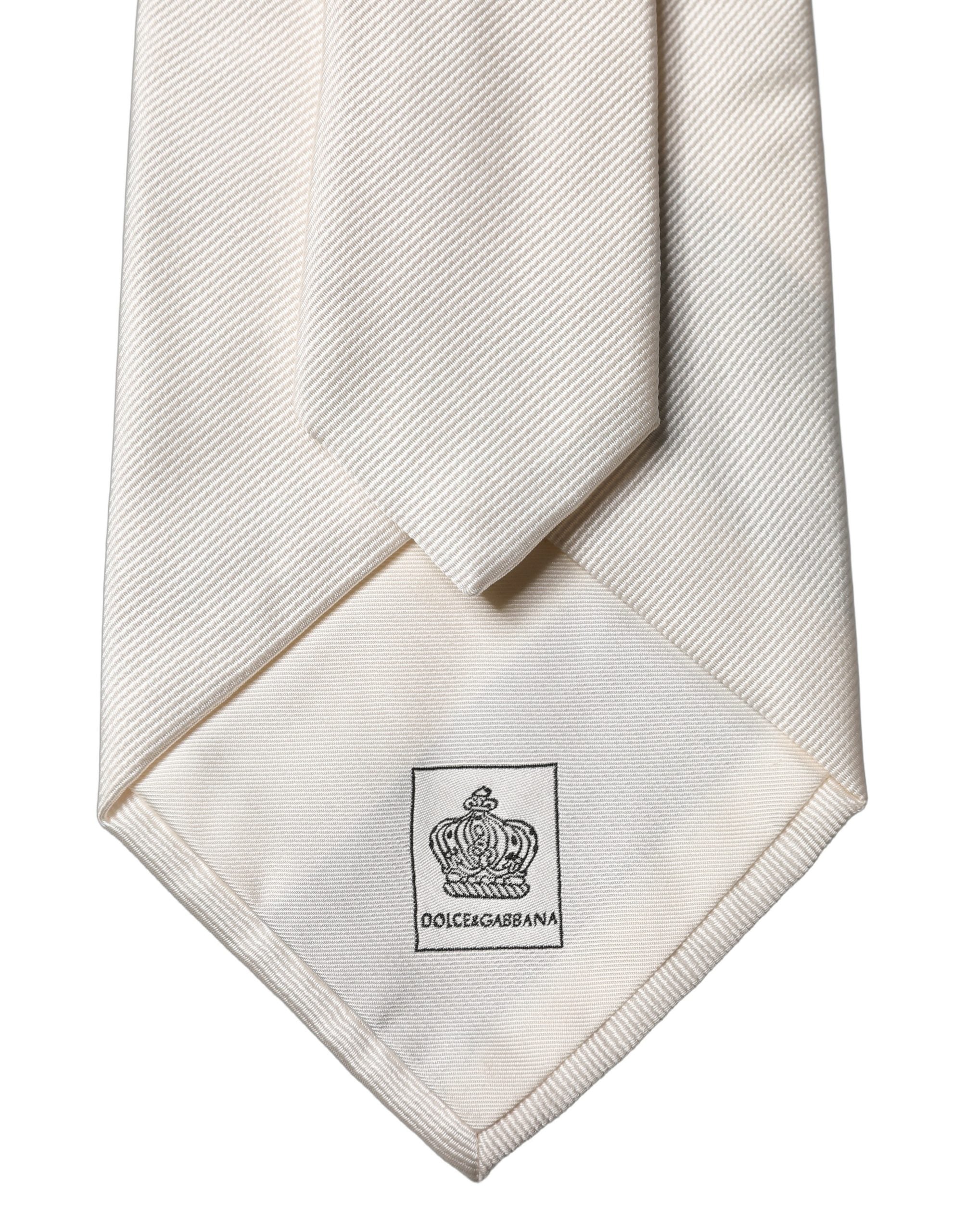 Cravate en soie réglable Dolce & Gabbana blanche à motif floral tatoué pour homme
