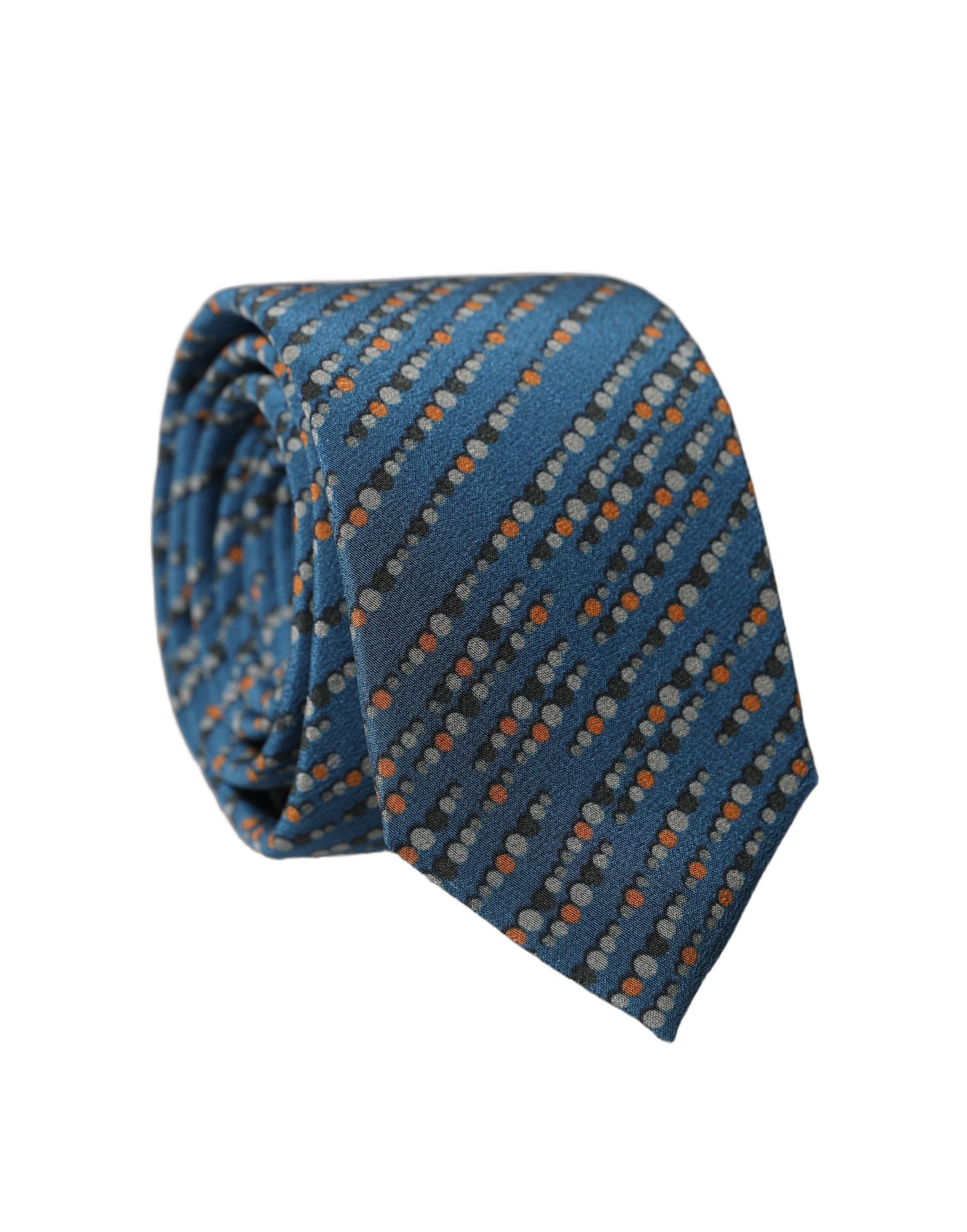 Dolce & Gabbana Blau Gemusterte 100% Seide Verstellbare Herren Krawatte