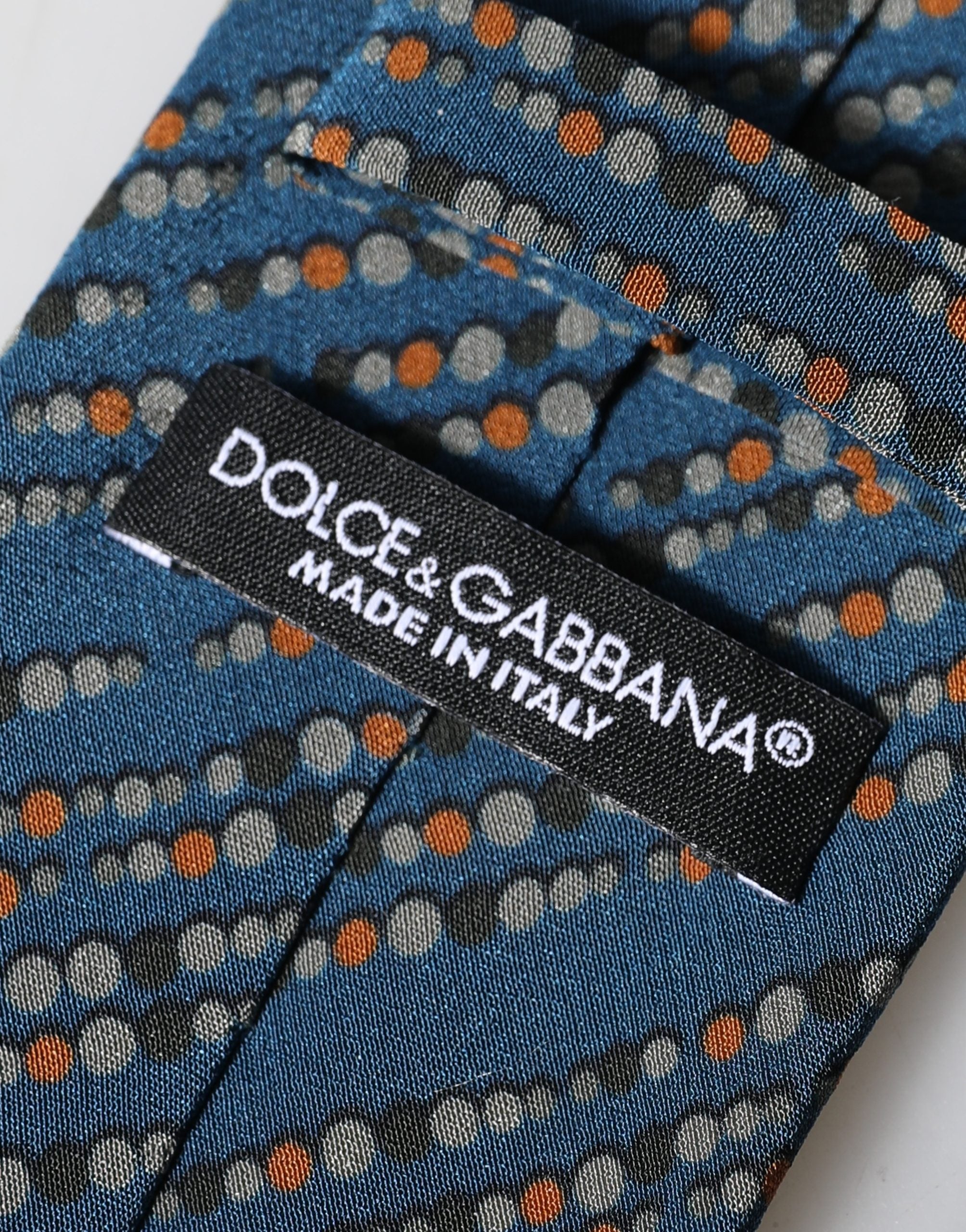 Dolce & Gabbana Blau Gemusterte 100% Seide Verstellbare Herren Krawatte