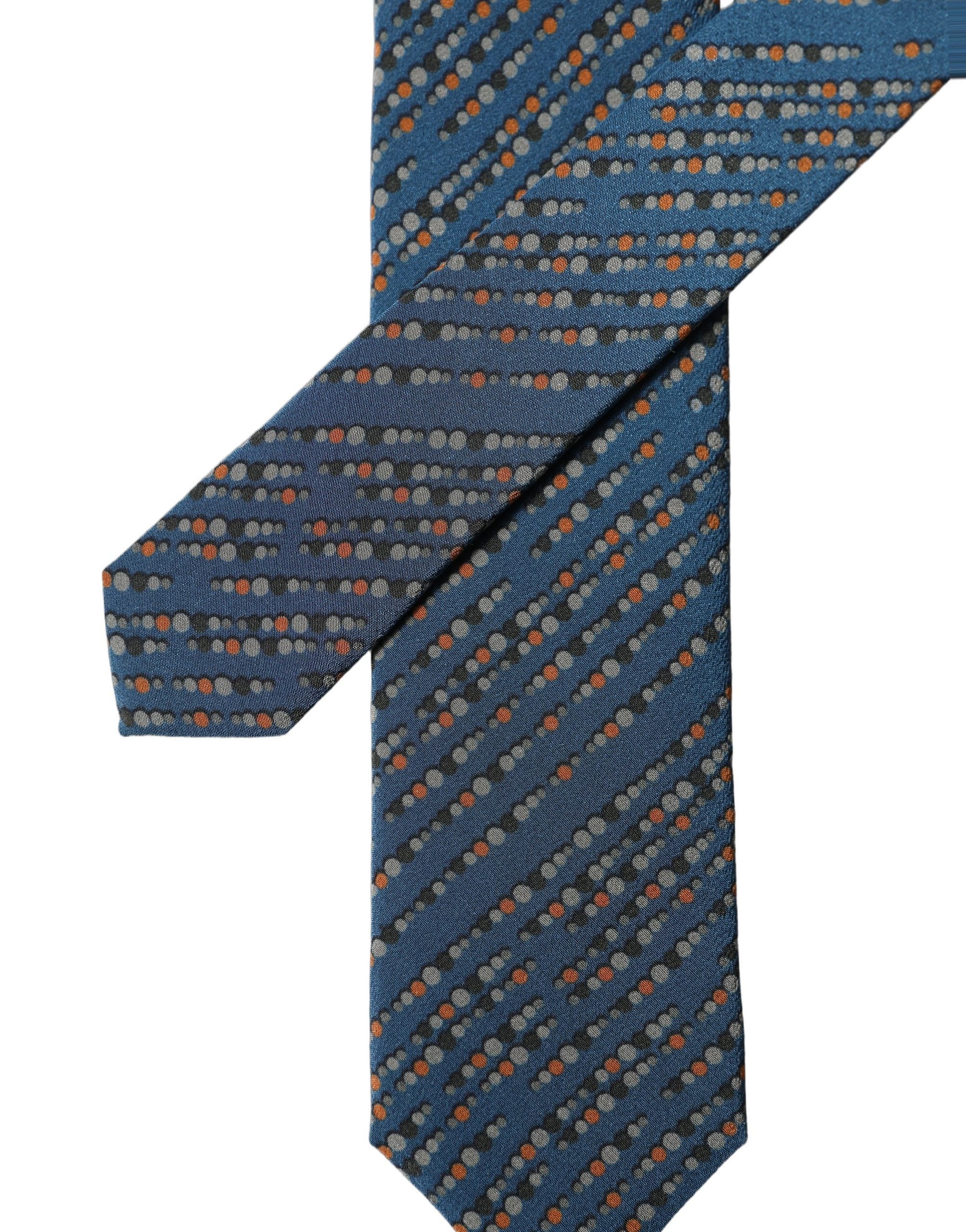 Dolce & Gabbana Blau Gemusterte 100% Seide Verstellbare Herren Krawatte