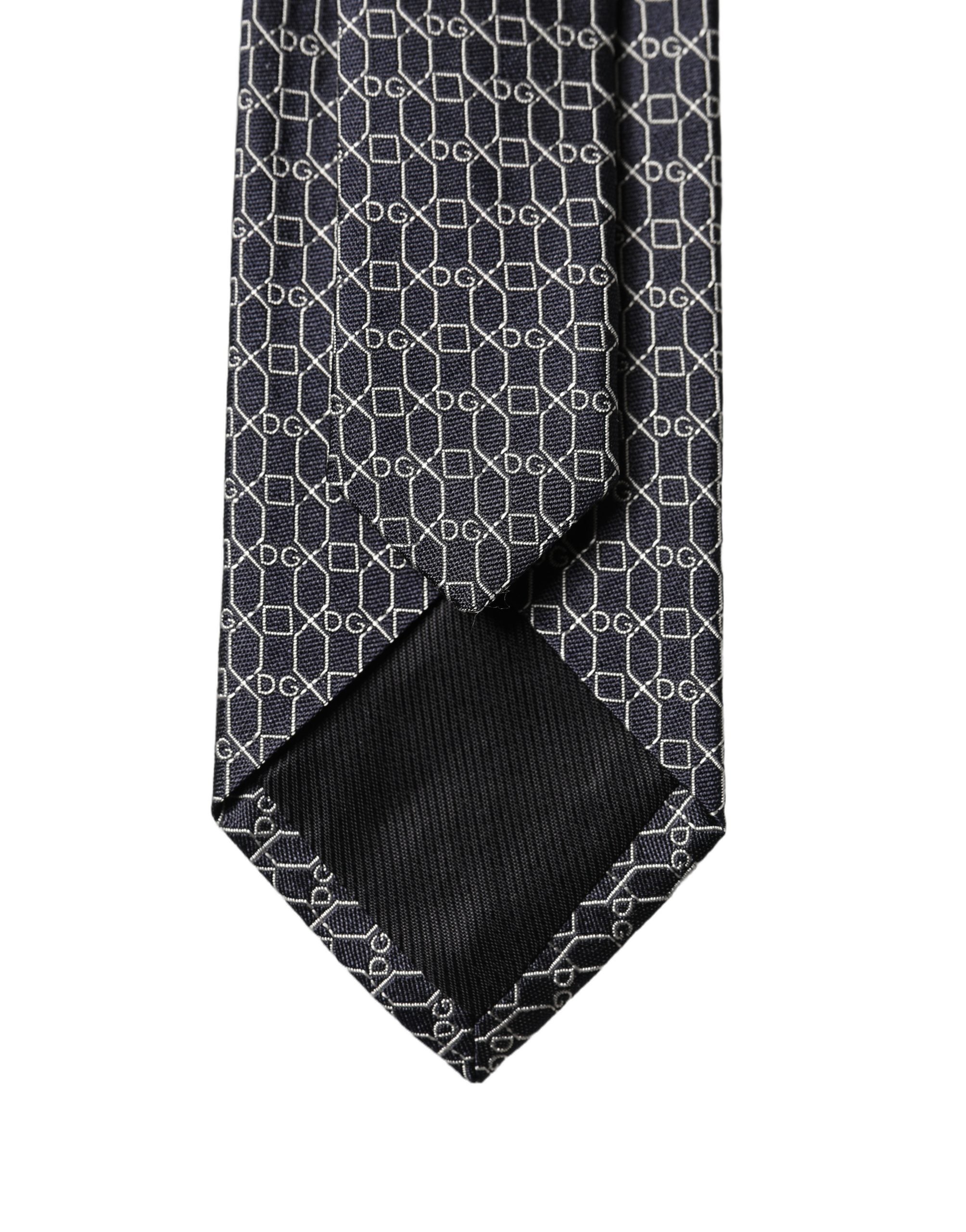 Cravate en soie noire géométrique DG Dolce & Gabbana pour homme