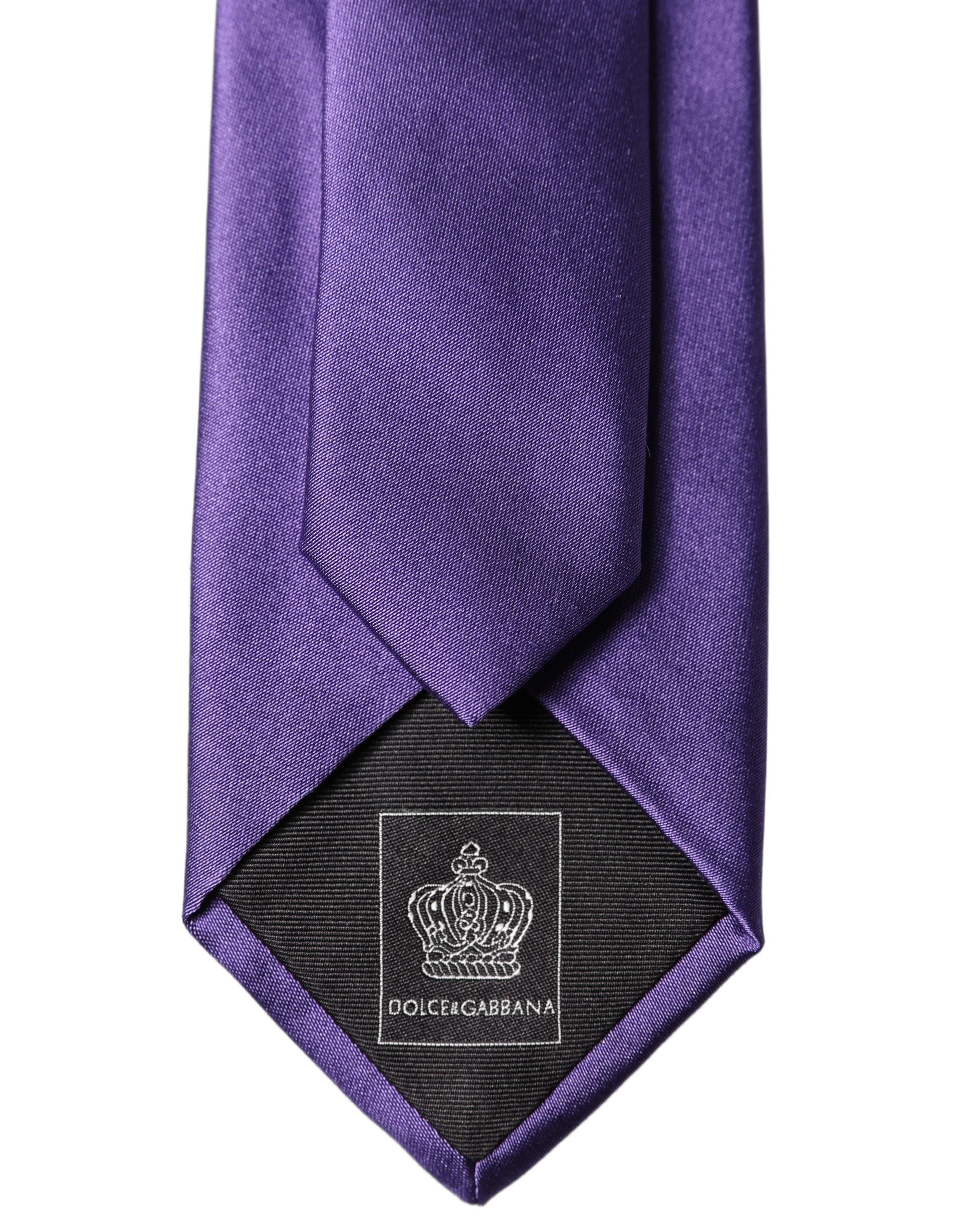 Cravate Dolce & Gabbana en satin violet 100 % soie réglable pour homme