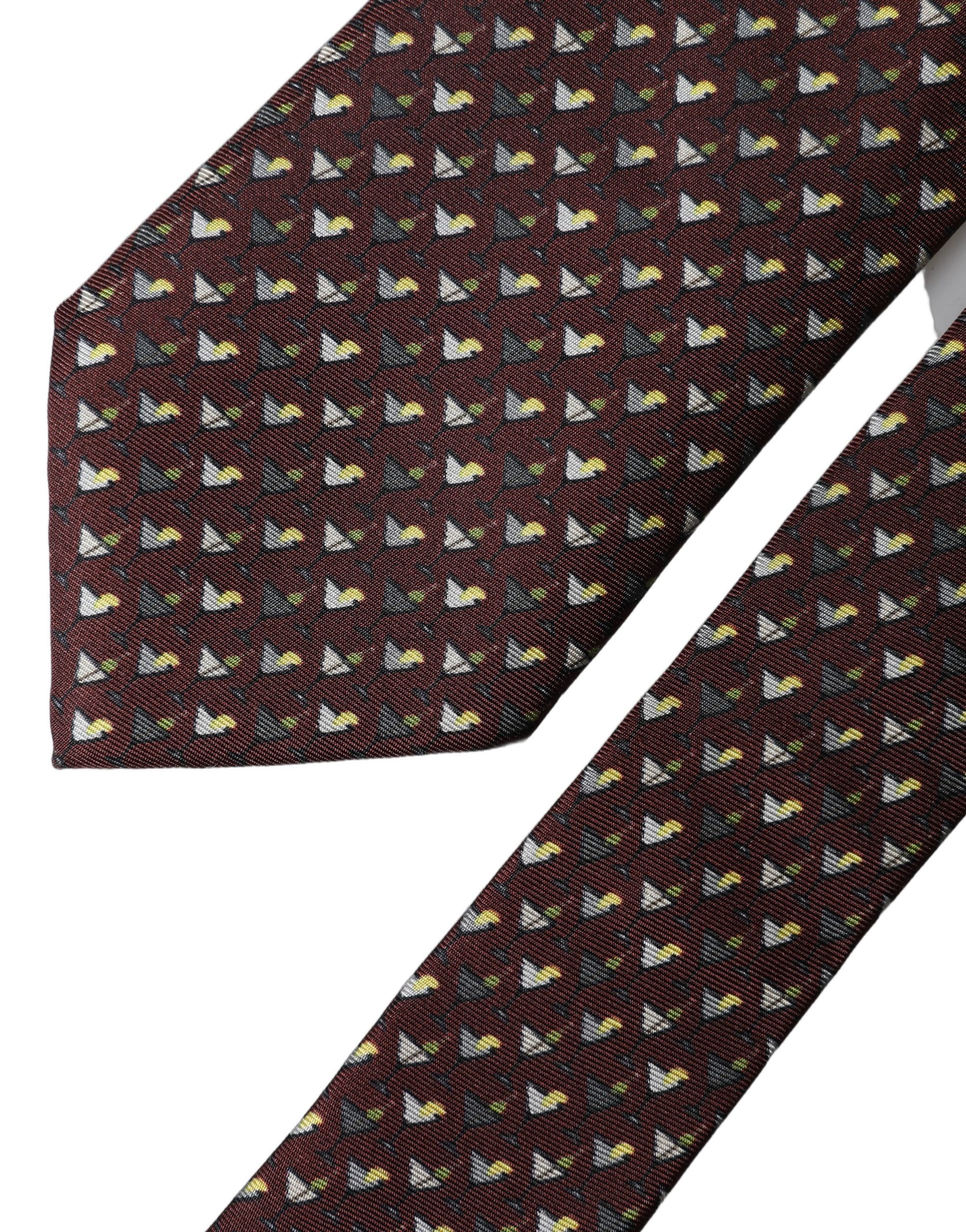 Cravate en soie géométrique bordeaux ajustable pour homme Dolce & Gabbana
