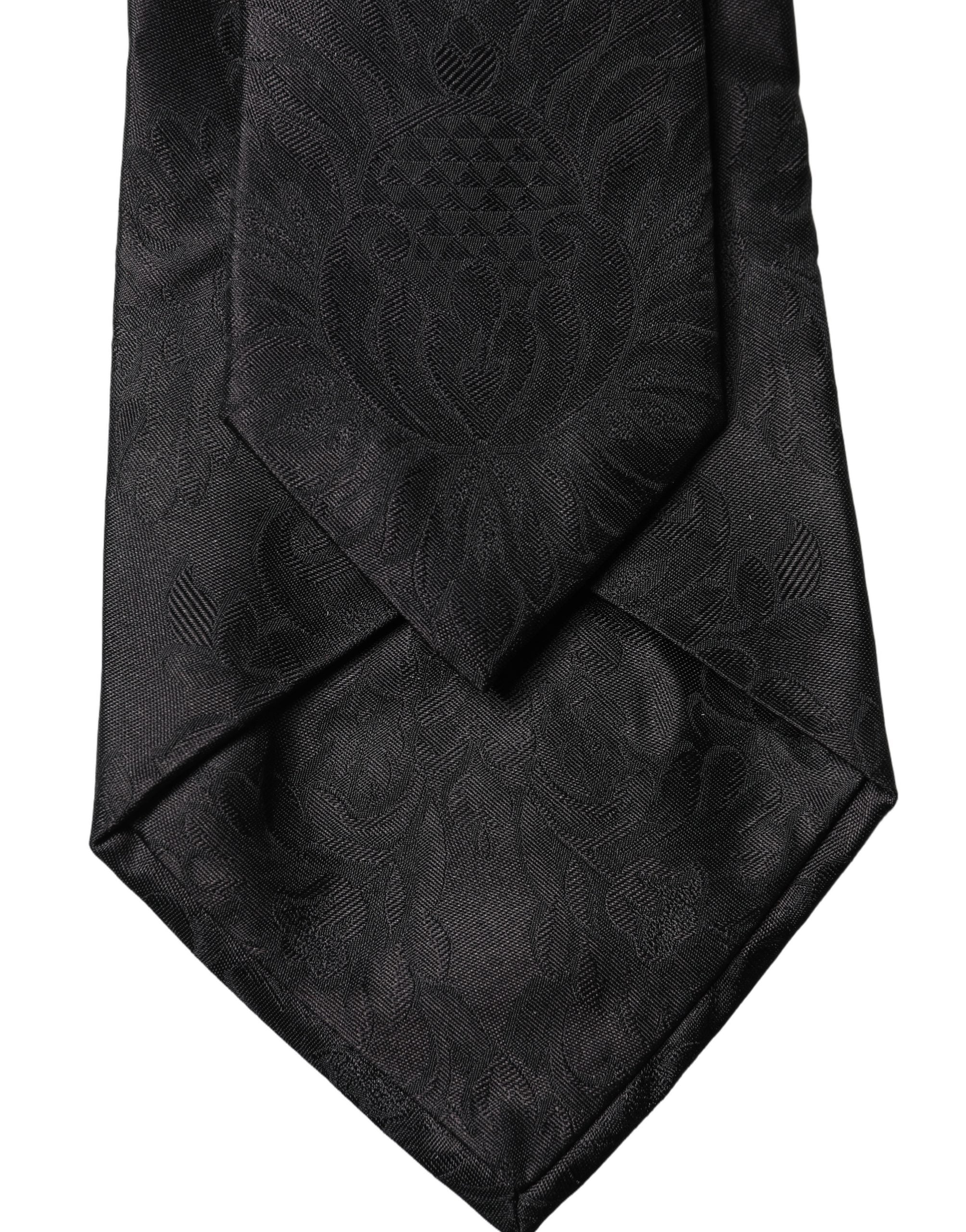 Cravate en soie tissée noire Paisley réglable pour femme Dolce & Gabbana