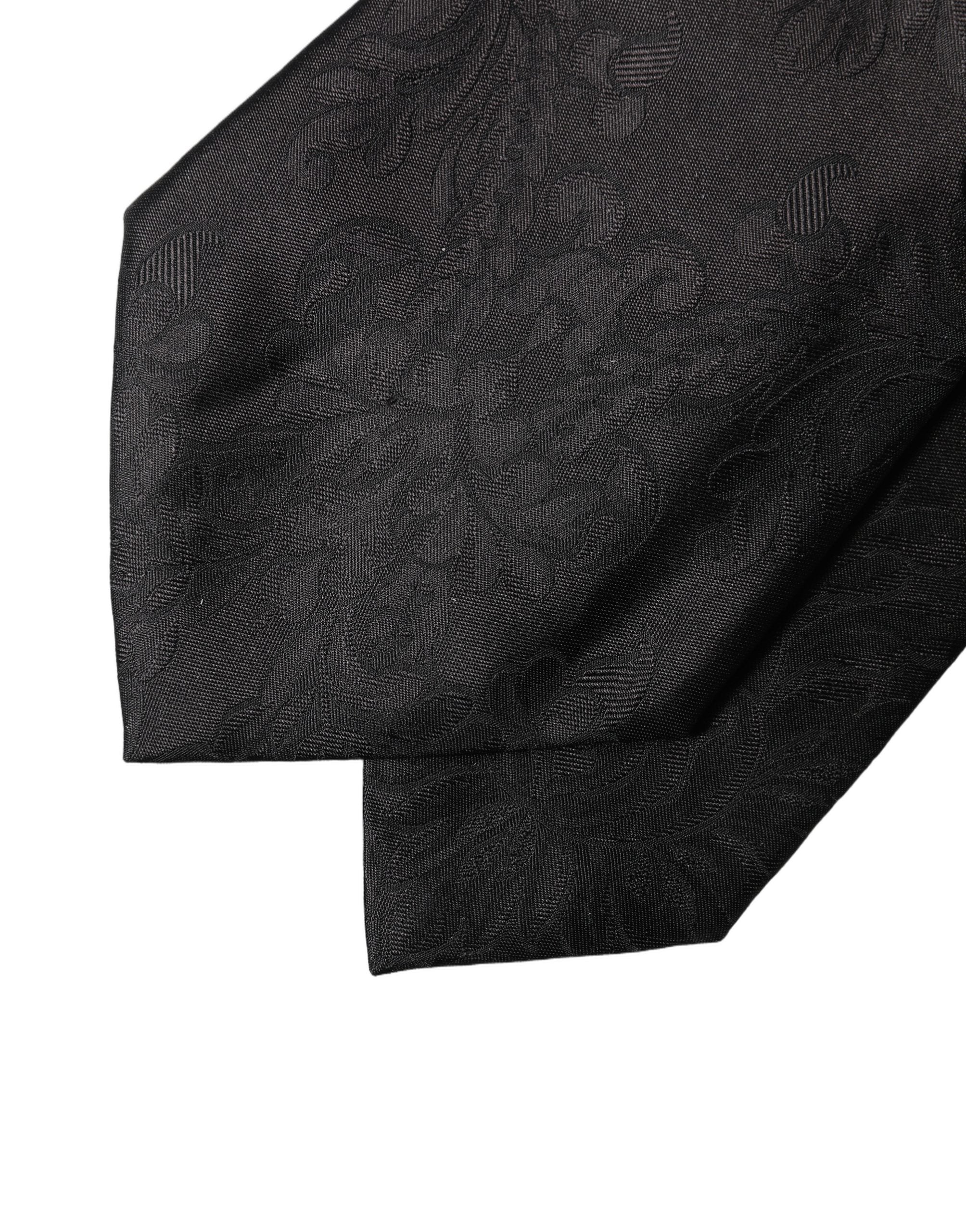 Cravate en soie tissée noire Paisley réglable pour femme Dolce & Gabbana