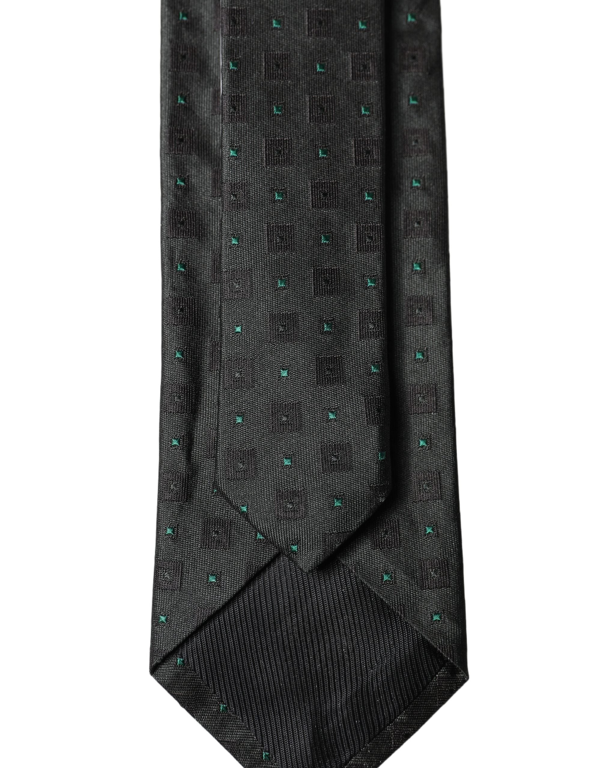 Dolce & Gabbana Schwarze Geometrische Seiden Herren Krawatte zum Binden Verstellbar