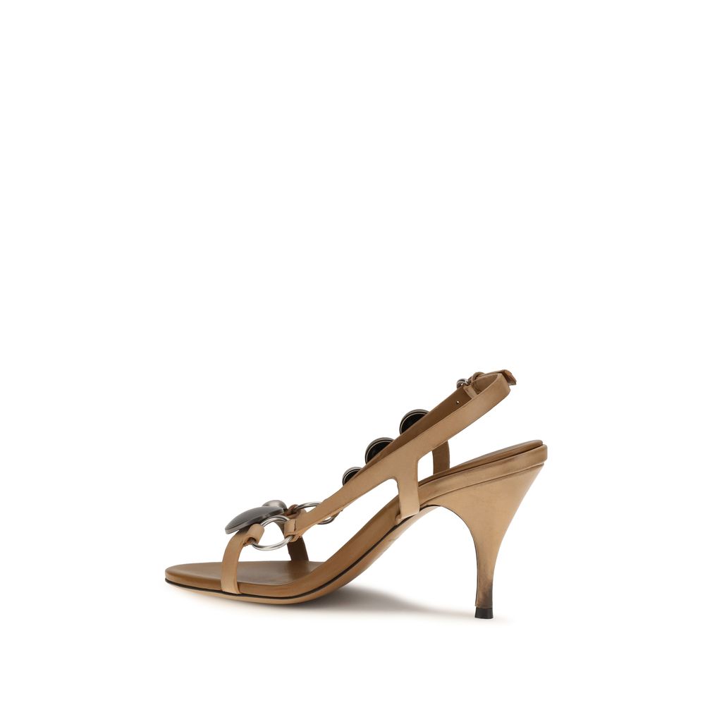 Miu Miu Braune Kalbsleder Stiletto-Sandalen aus Bos Taurus