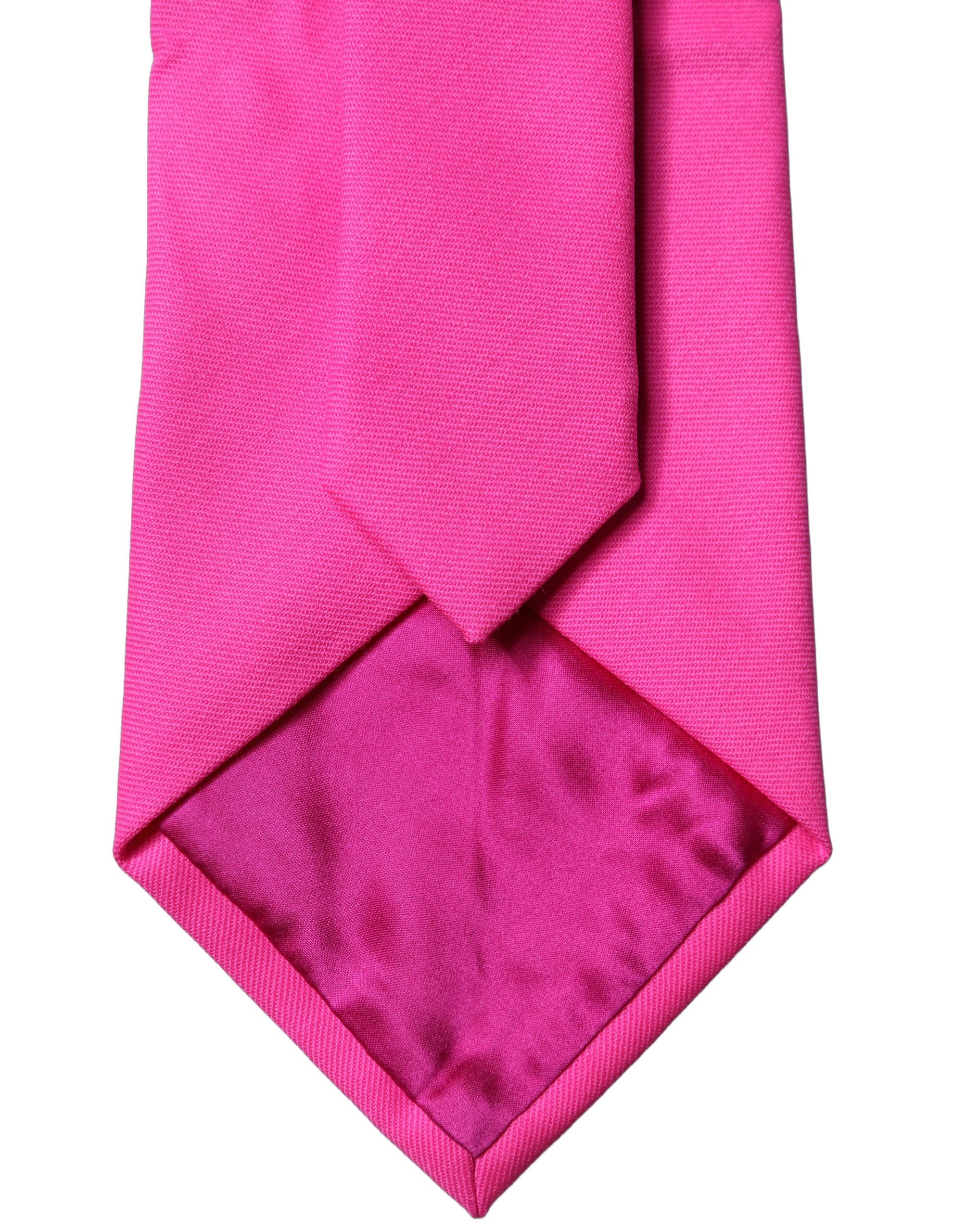 Dolce & Gabbana Cravate Ajustable Femme en Soie Satinée Rose Néon Unie