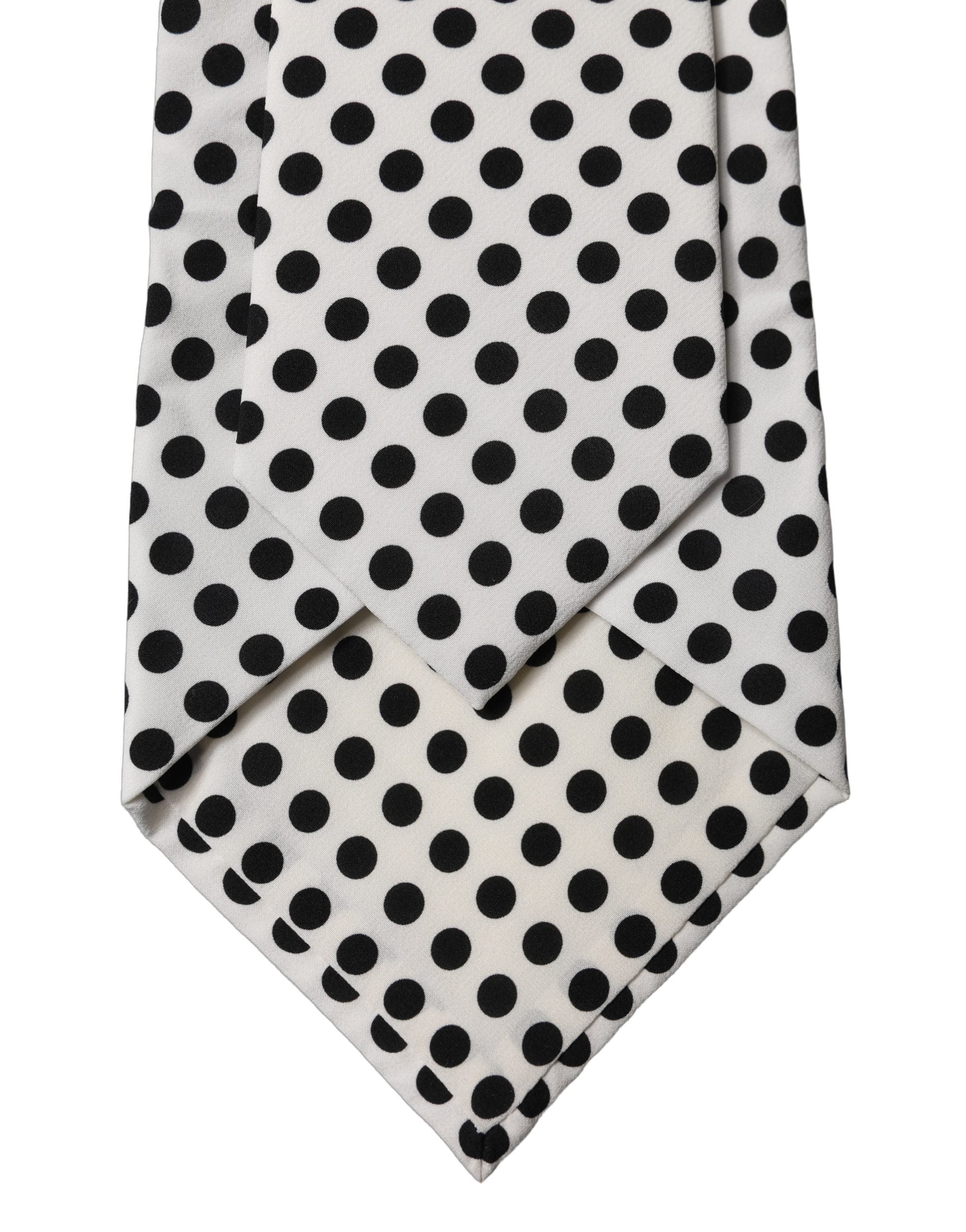 Dolce & Gabbana Cravate en soie à pois noirs et blancs réglable pour femme