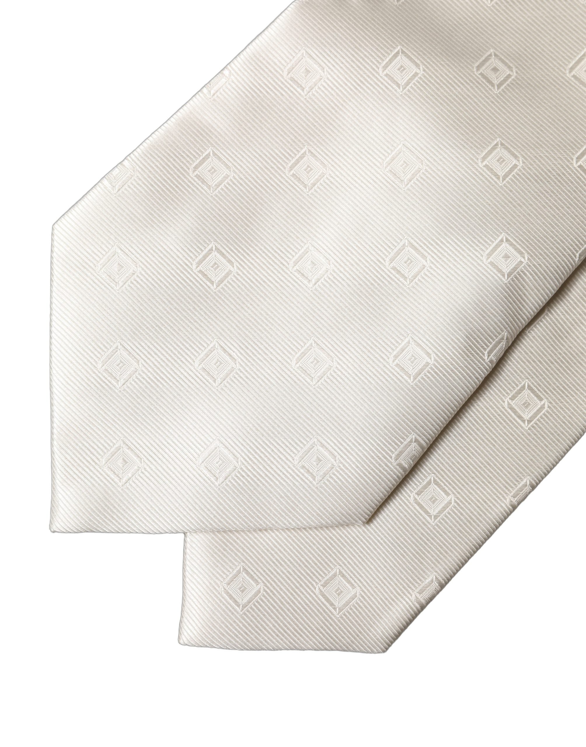 Dolce & Gabbana Off-White Geometrische Seiden-Damenkrawatte verstellbar