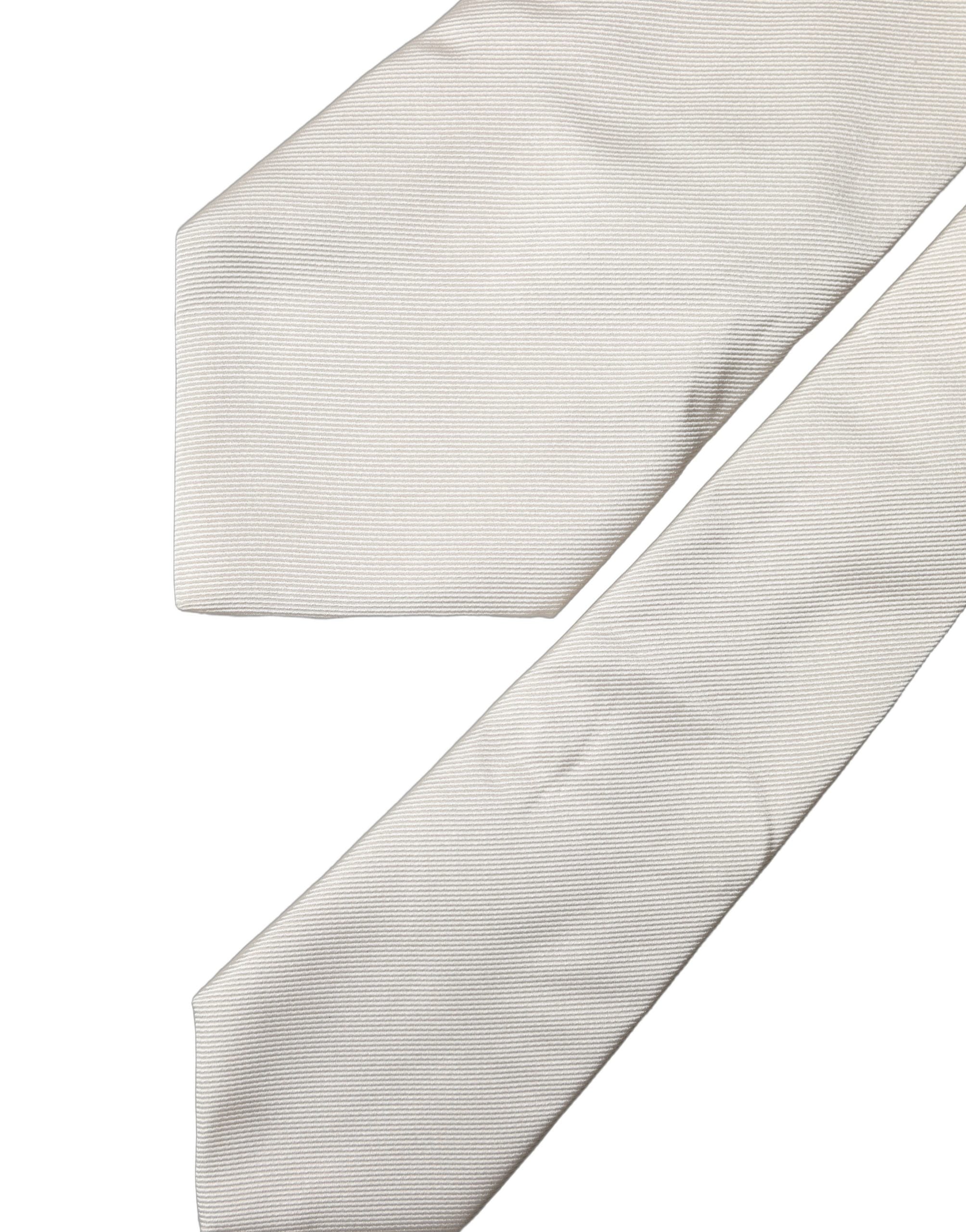 Dolce & Gabbana Off-White Unifarbene Verstellbare Damen Seiden Krawatte