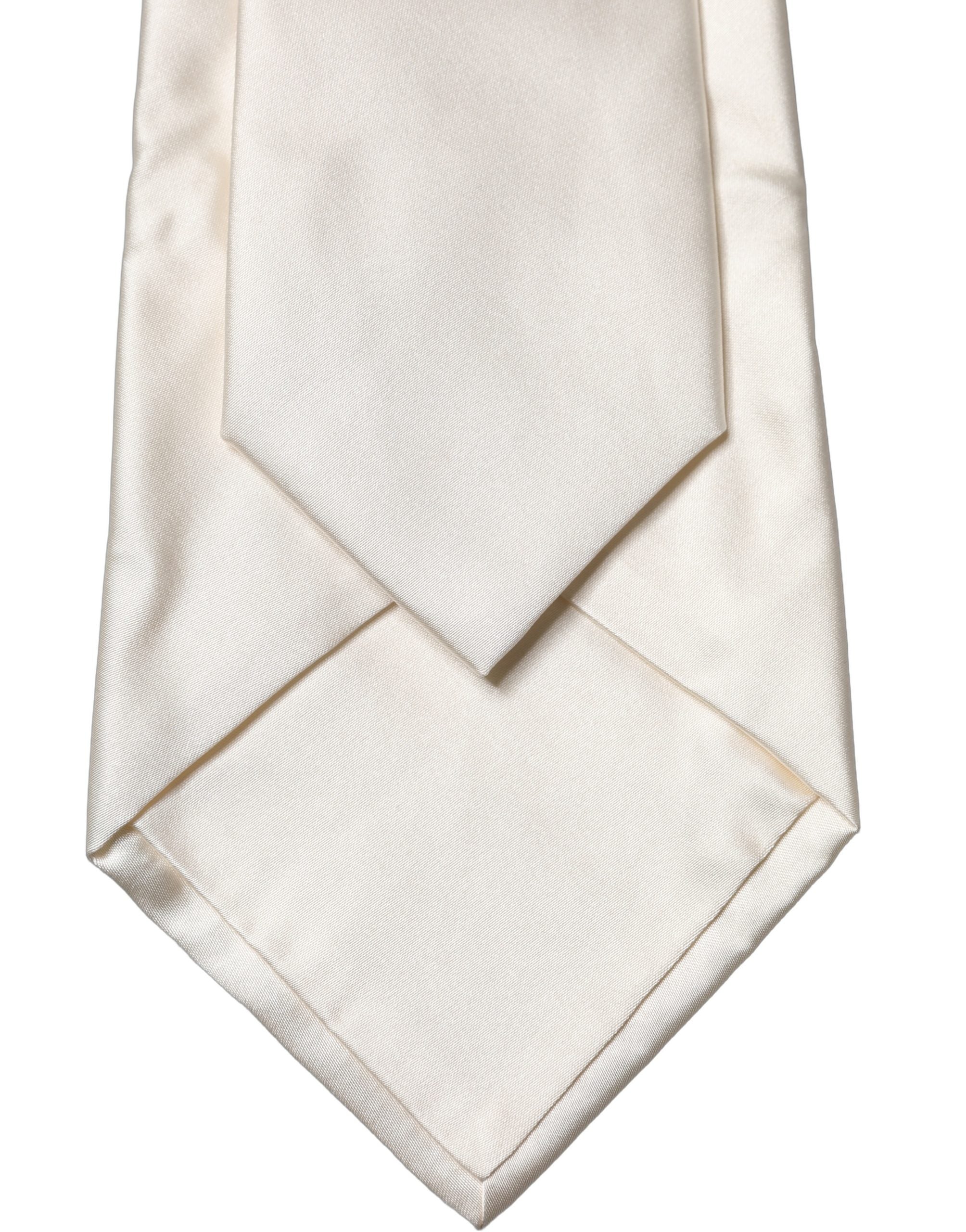 Cravate tour de cou réglable en soie unie blanc cassé pour femme Dolce & Gabbana