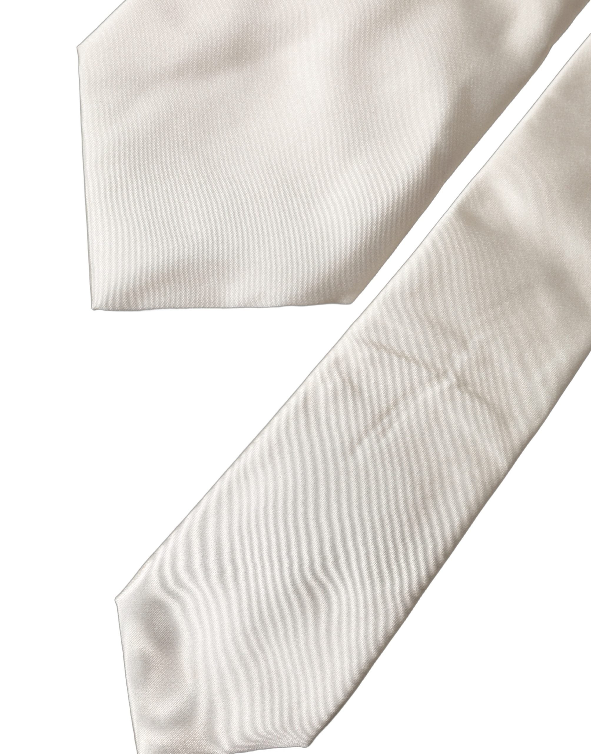 Cravate tour de cou réglable en soie unie blanc cassé pour femme Dolce & Gabbana