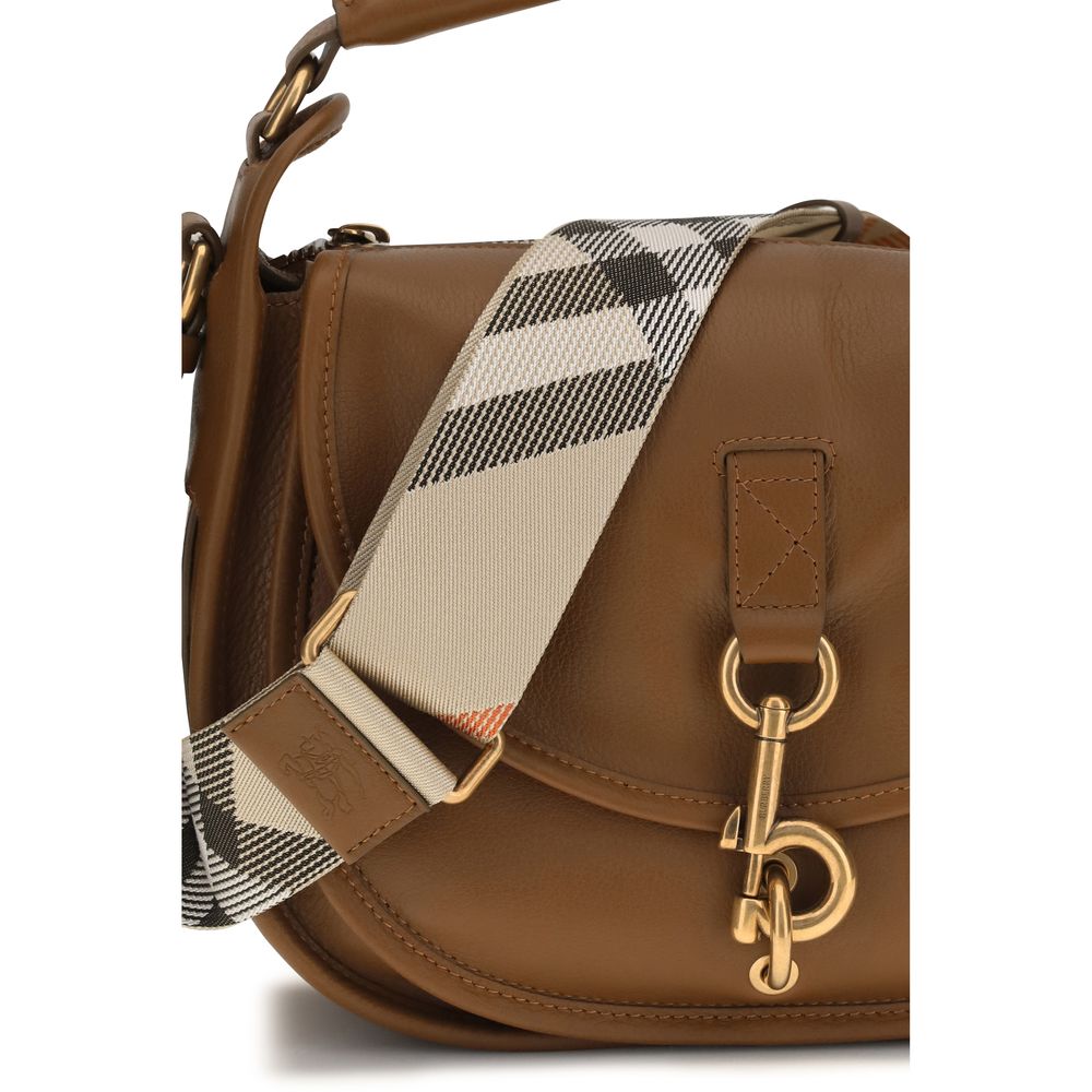 Sac bandoulière Burberry en cuir de veau brun