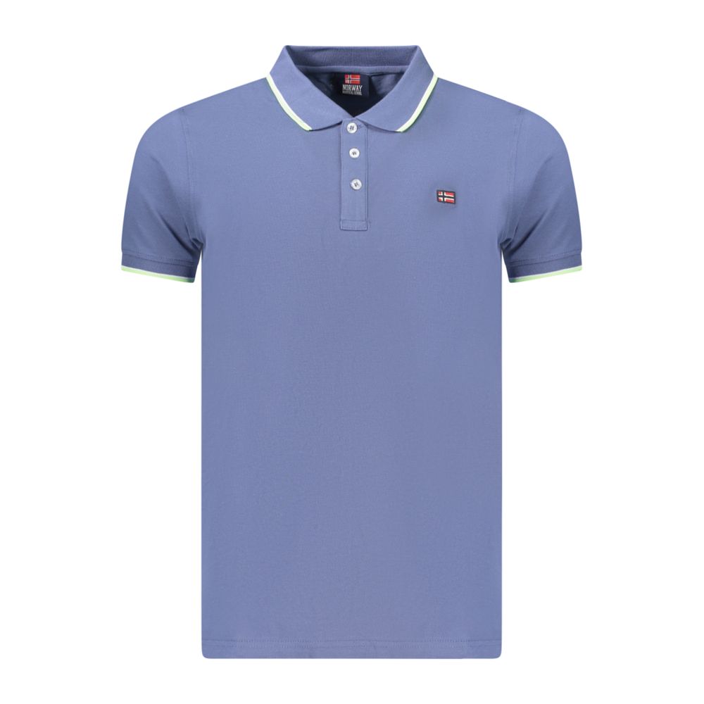 Norwegen 1963 Blaues Baumwoll-Poloshirt für Herren