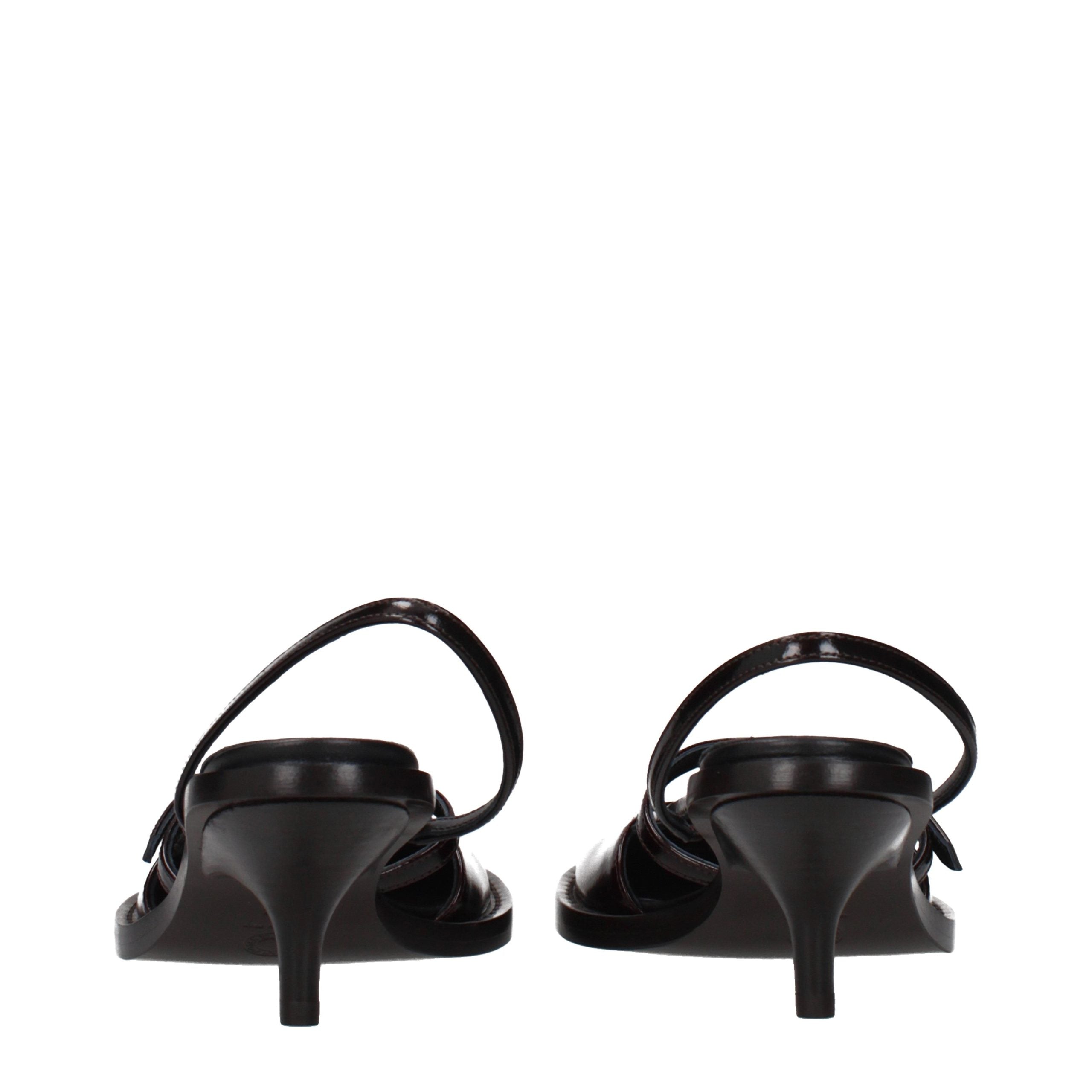Sandales compensées en cuir marron Dries Van Noten