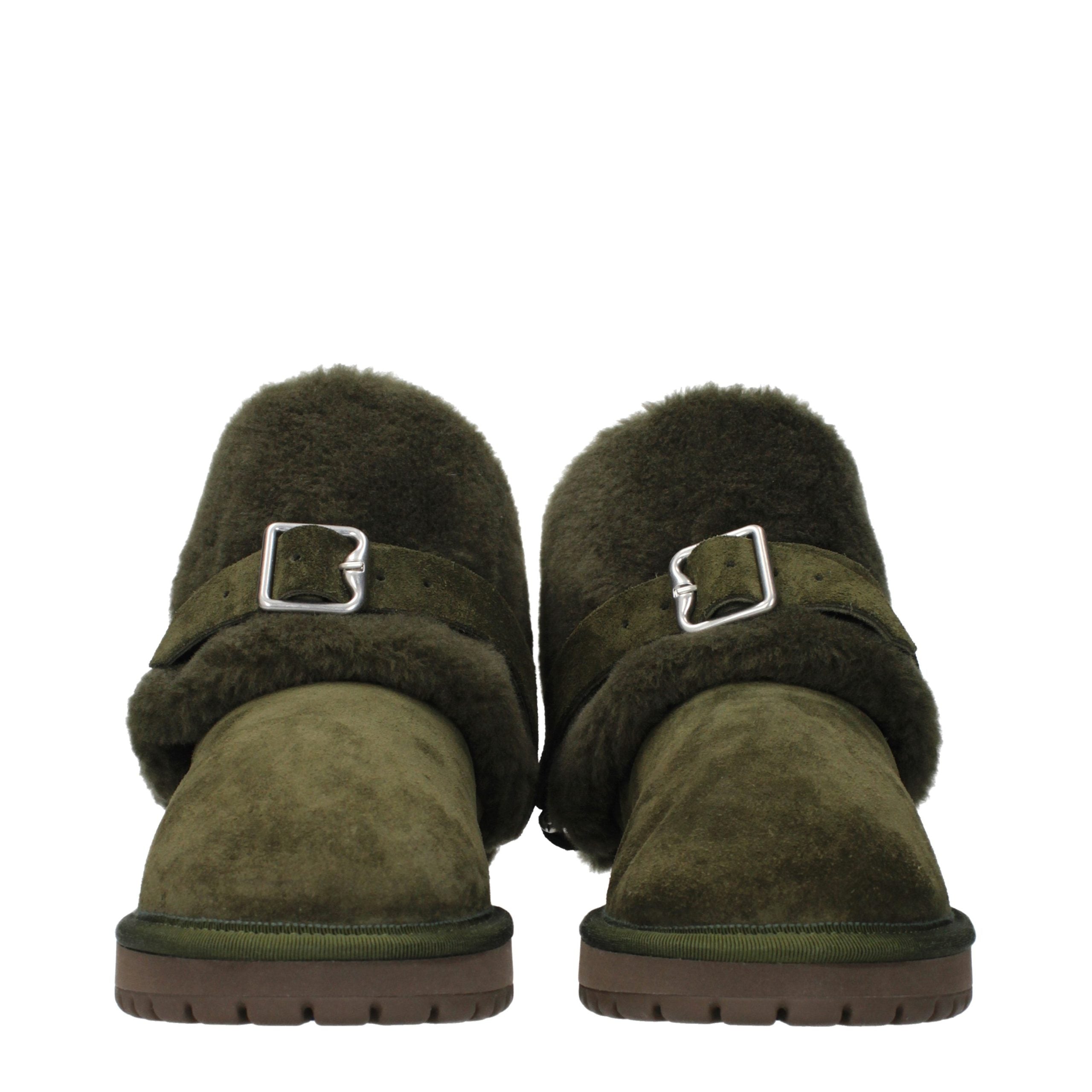 Burberry grüne Leder-Stiefeletten