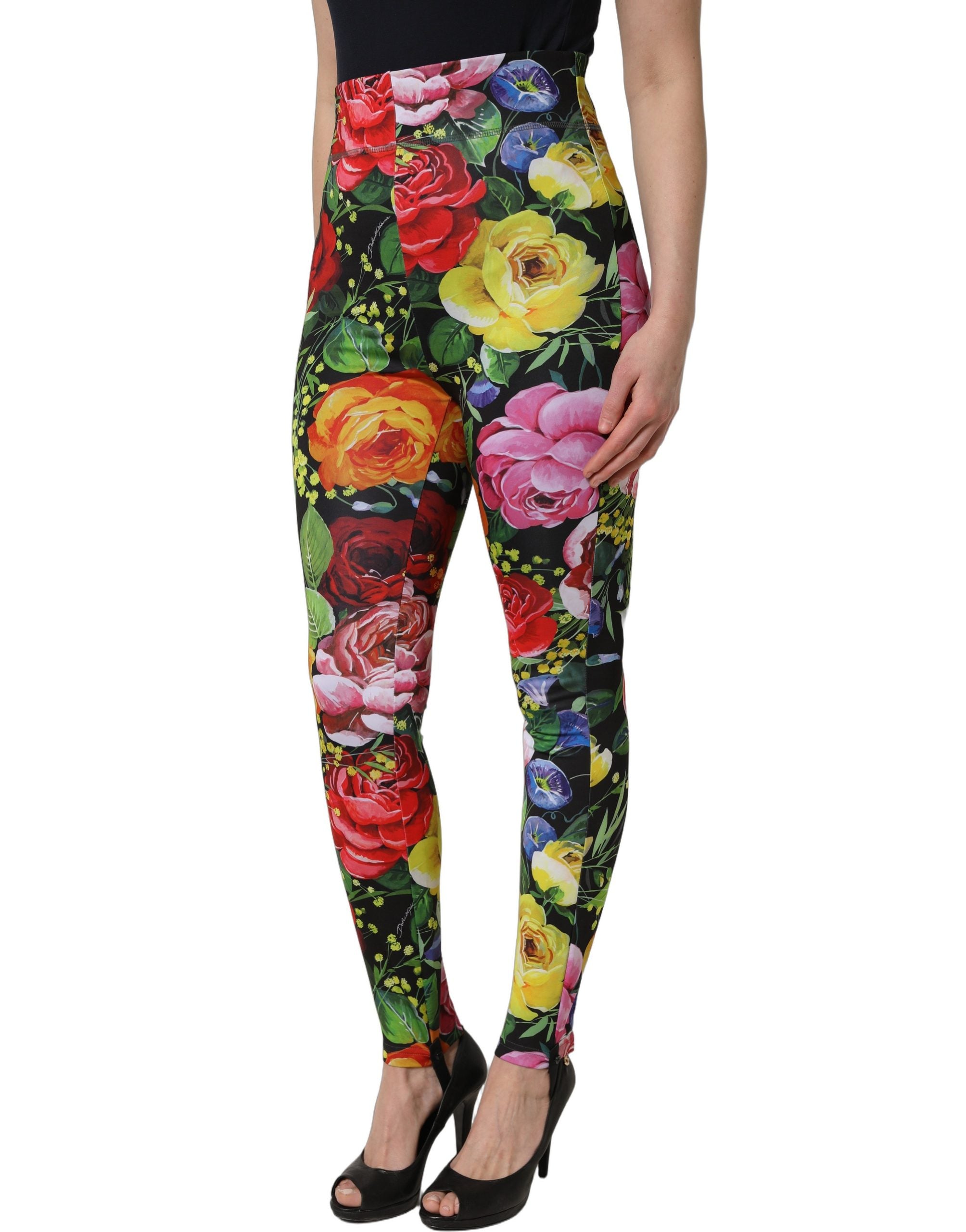 Dolce & Gabbana Leggingshose aus buntem Stretch-Jersey mit Blumenmuster