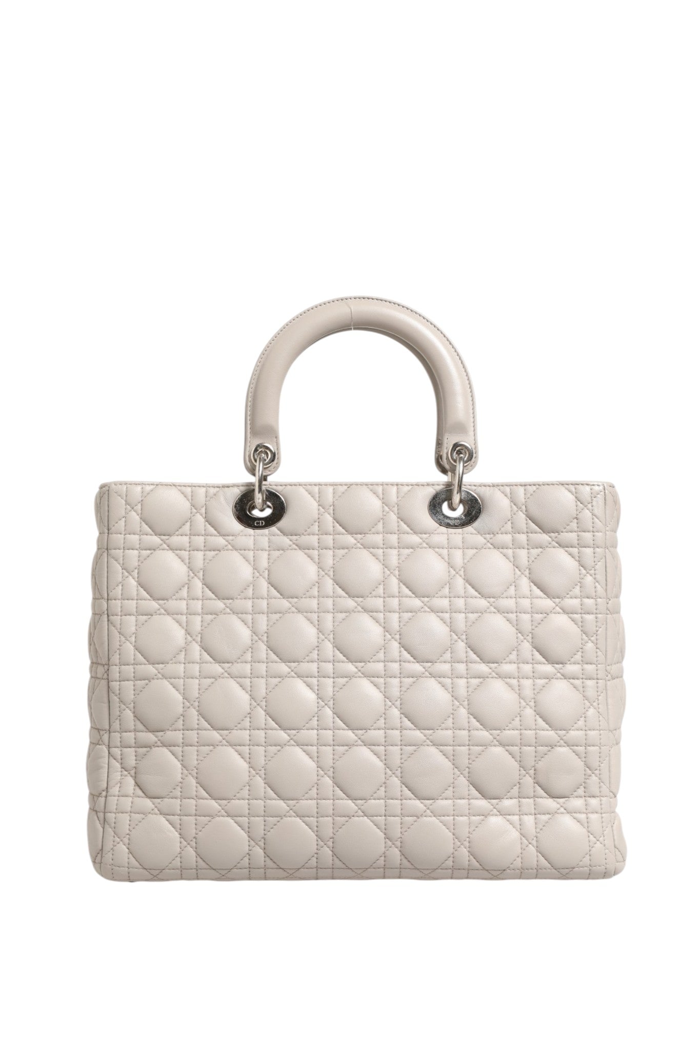 Christian Dior Lady Dior Large Grau Cannage Lammleder Tasche