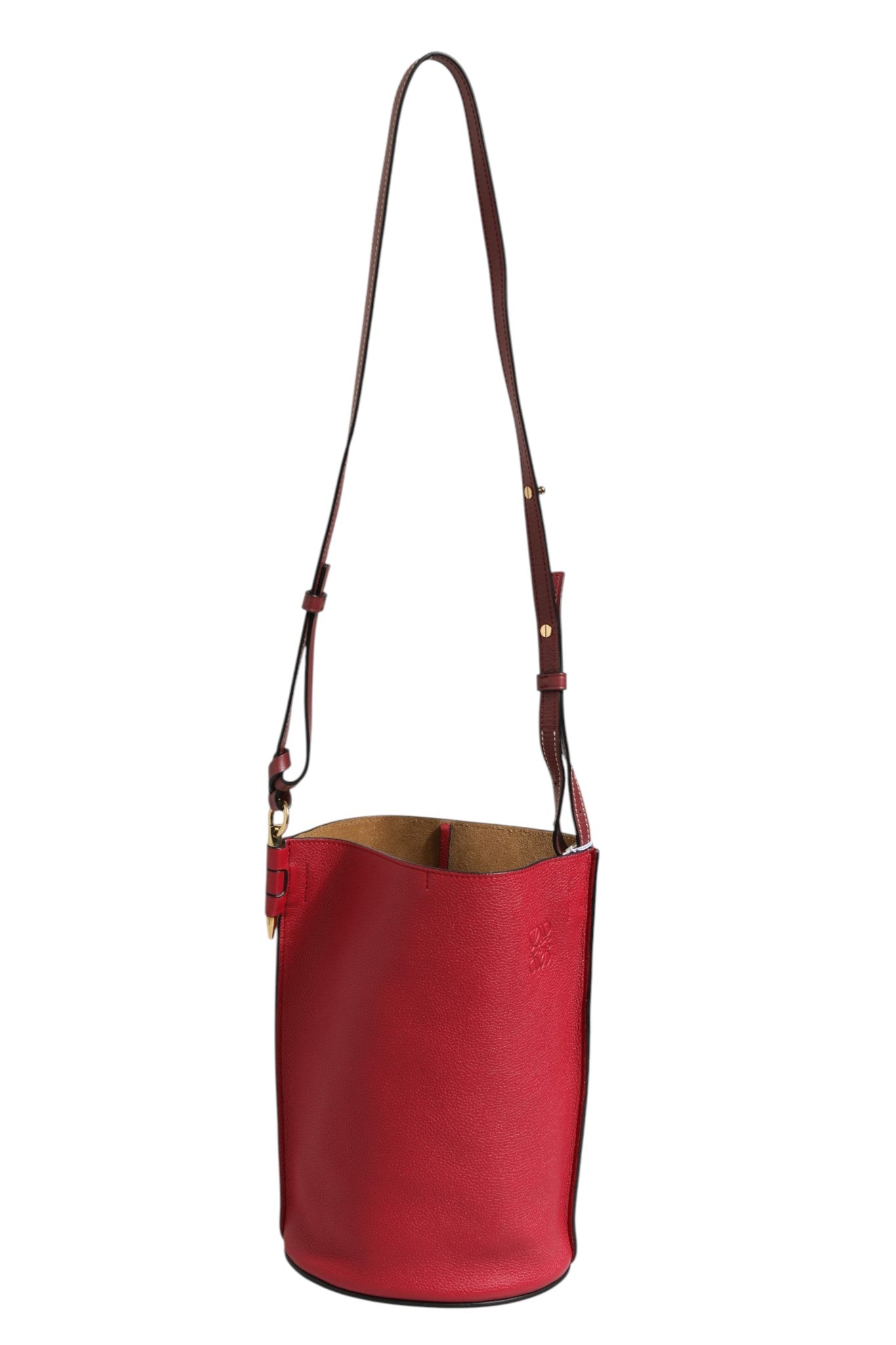 Sac seau Loewe Gate en cuir framboise et vin