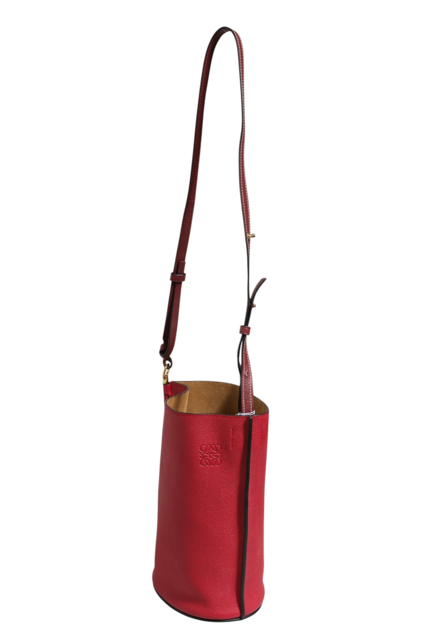 Sac seau Loewe Gate en cuir framboise et vin