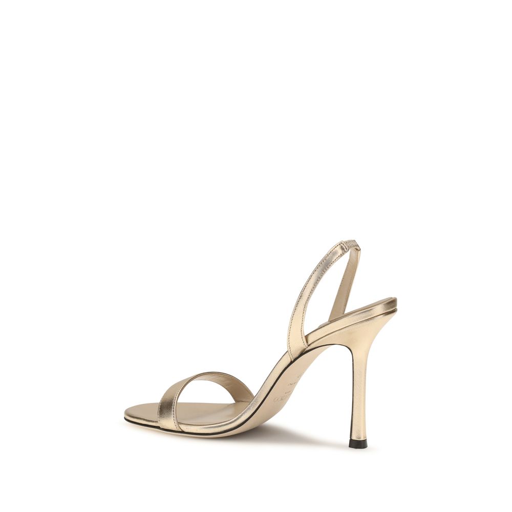 Sandales à talons aiguilles Jimmy Choo en cuir de veau doré Bos Taurus