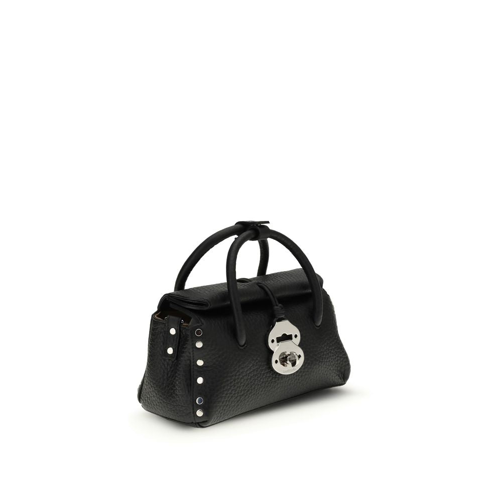 Zanellato Schwarze Handtasche aus Kalbsleder Bos Taurus