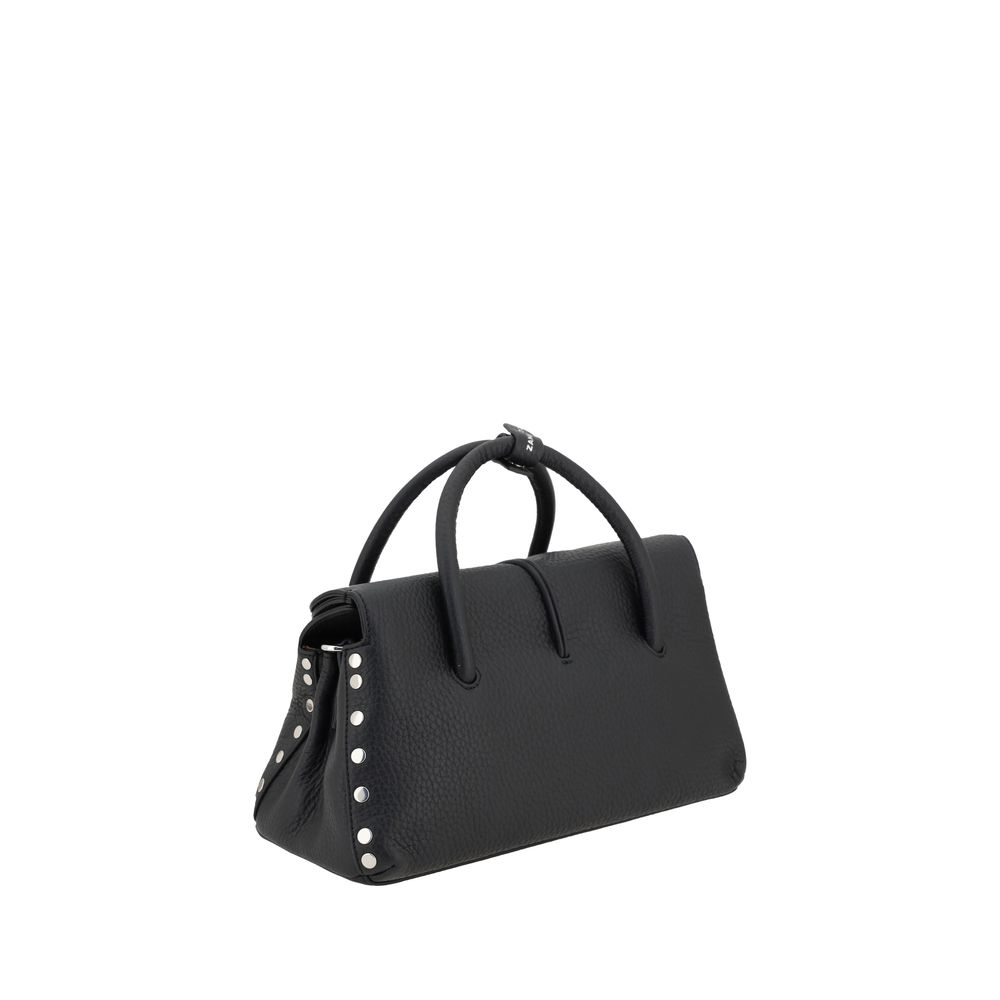 Sac porté épaule Zanellato en cuir de veau noir Bos Taurus