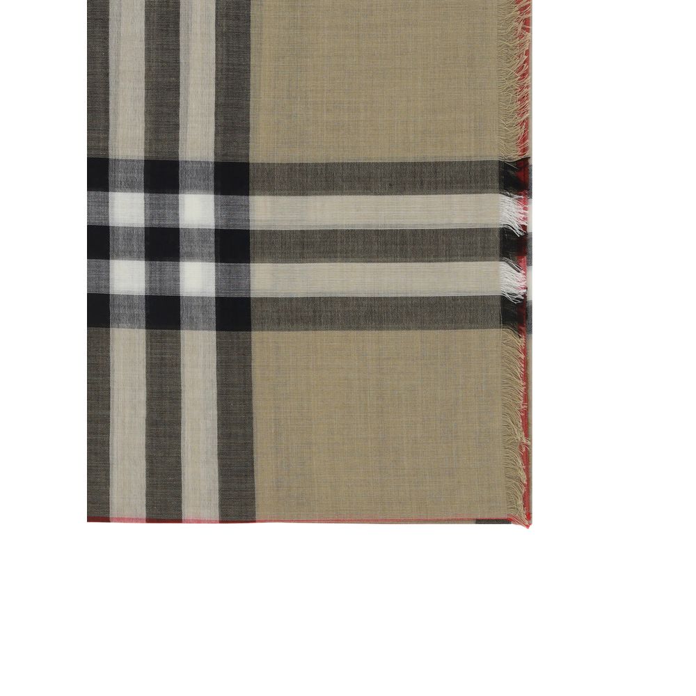 Burberry Schal aus beigefarbener Wolle mit Widder-Motiv