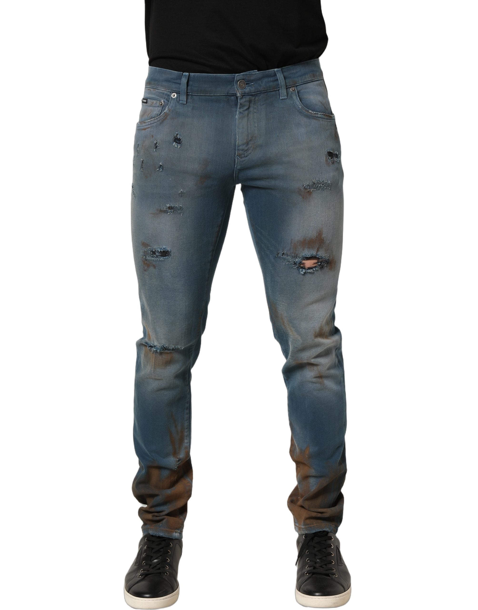 Jean en jean skinny Dolce & Gabbana bleu vieilli taille mi-haute
