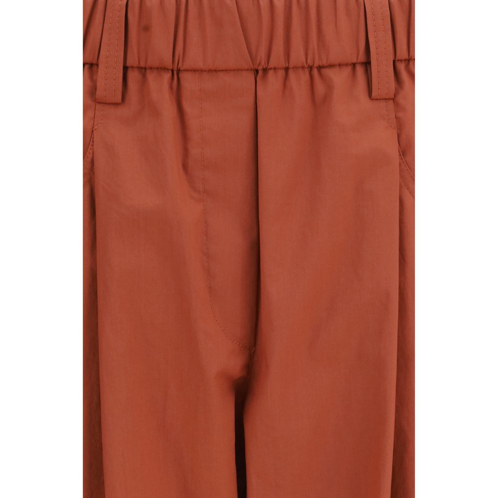 Brunello Cucinelli Orangefarbene Freizeithose aus Baumwolle