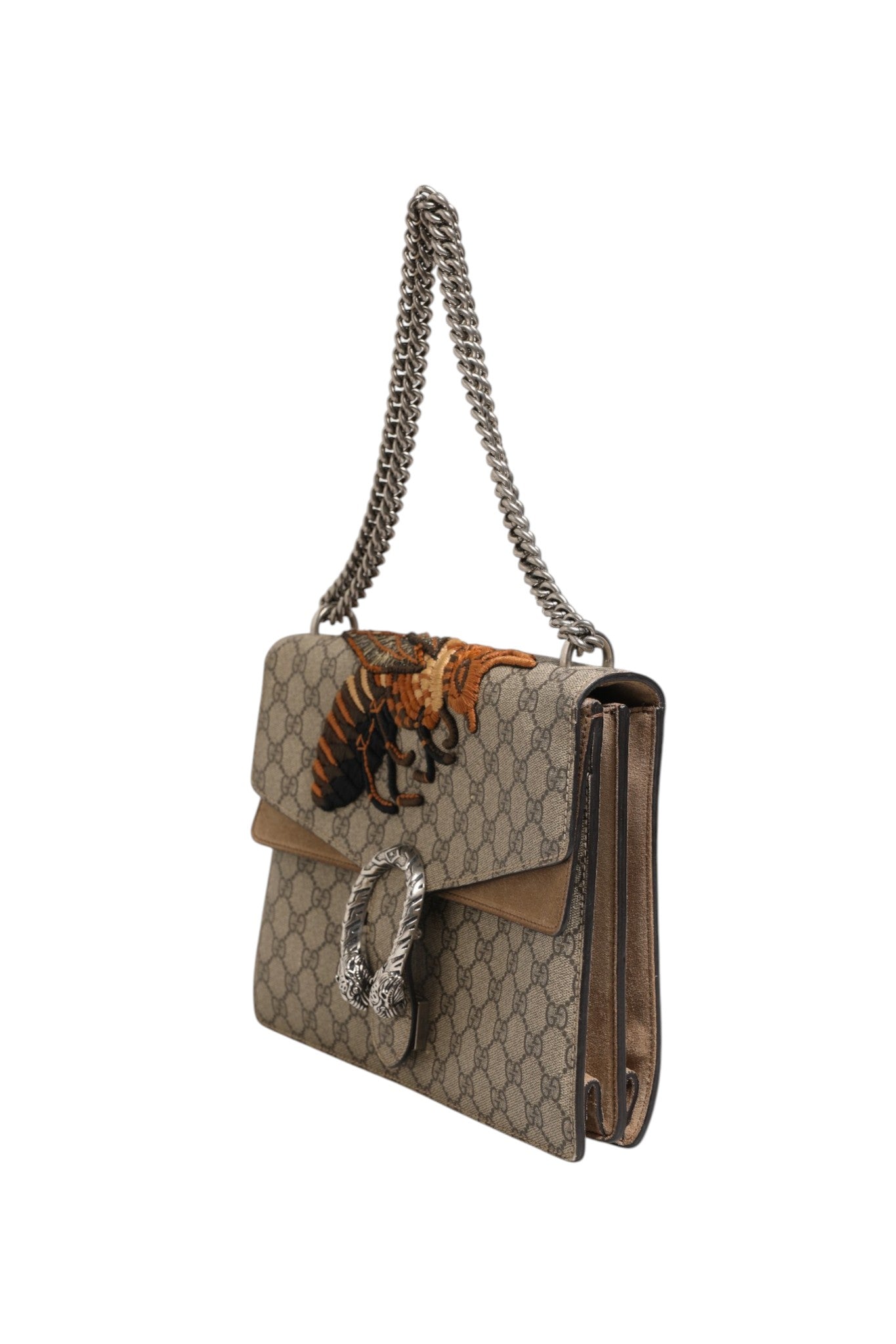 Gucci Supreme Monogram Bestickte Schultertasche mit Biene