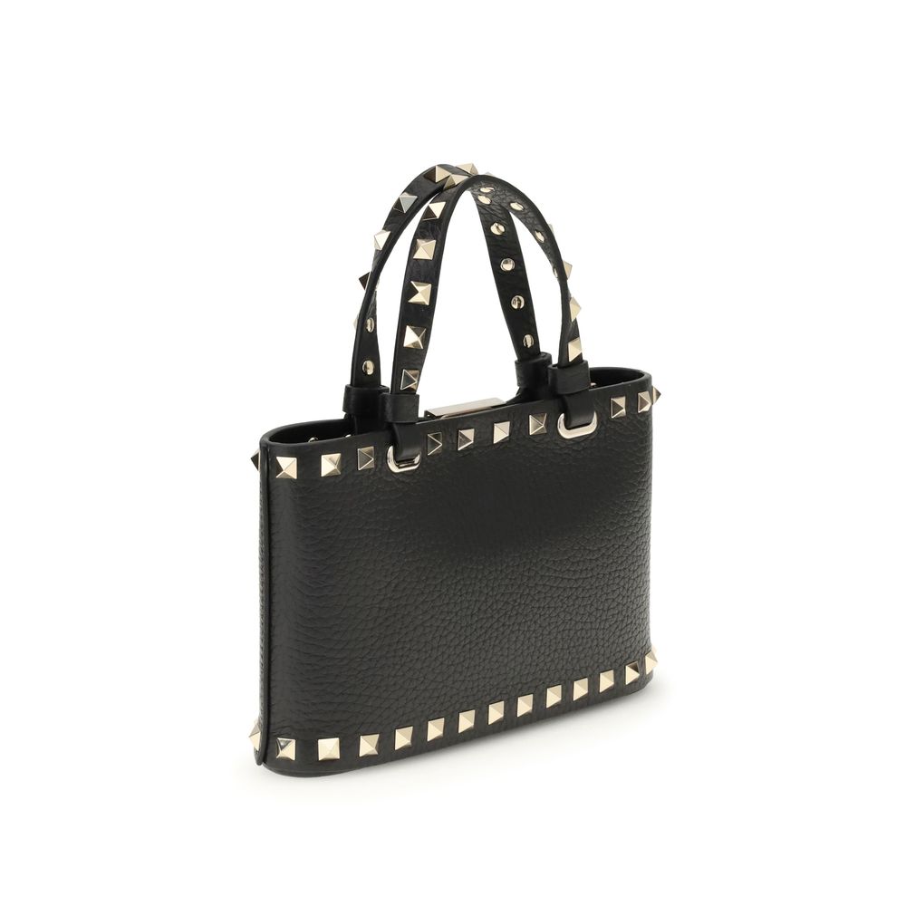 Sac à main Valentino Garavani en cuir de veau noir Bos Taurus
