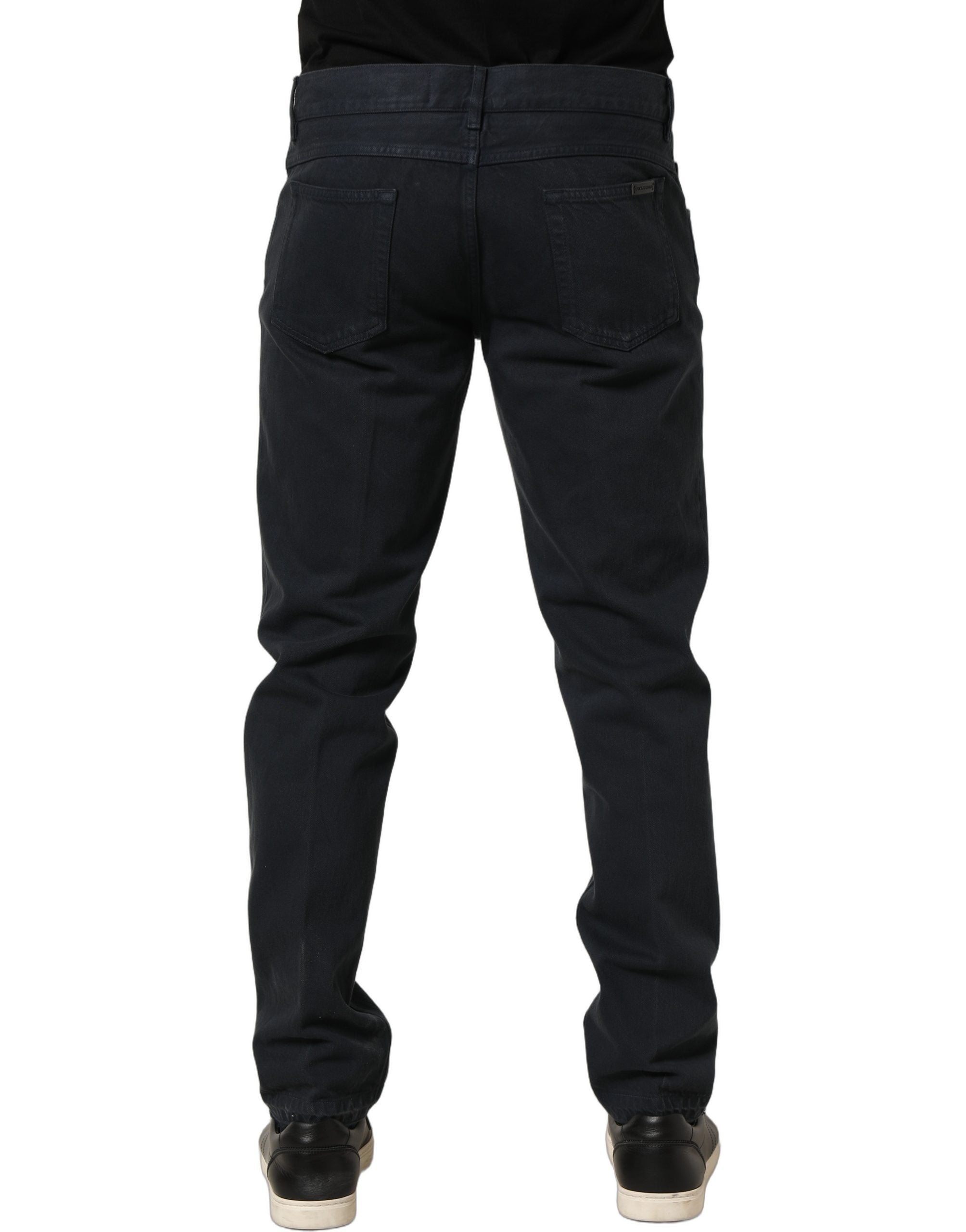 Jean en denim skinny taille mi-haute en coton noir Dolce & Gabbana pour homme