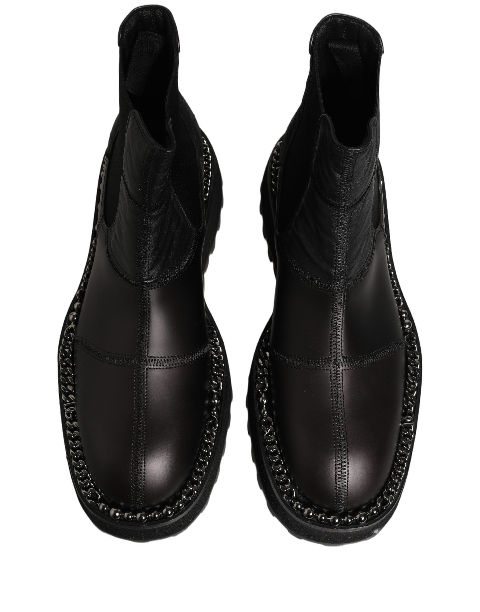 Bottes Chelsea noires en cuir à enfiler pour homme Dolce & Gabbana