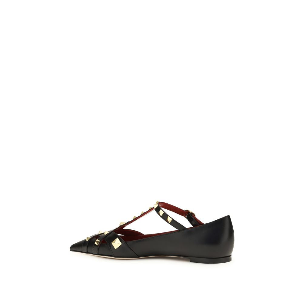 Valentino Garavani Schwarze Ballettschuhe aus Ziegenleder