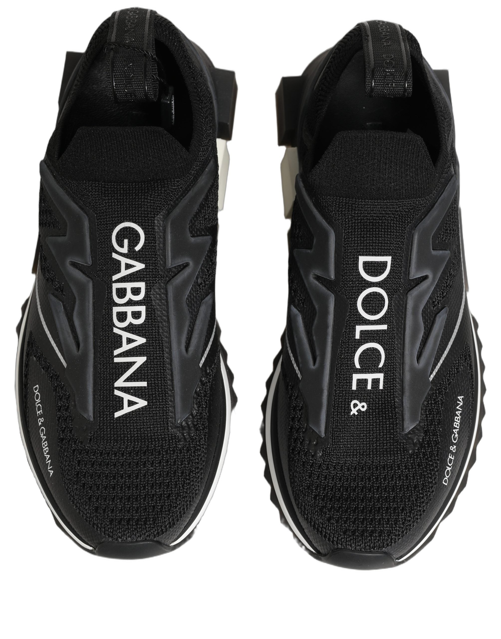 Dolce & Gabbana Schwarz-Weiße Sorrento Slip-On Logo Sneaker Schuhe