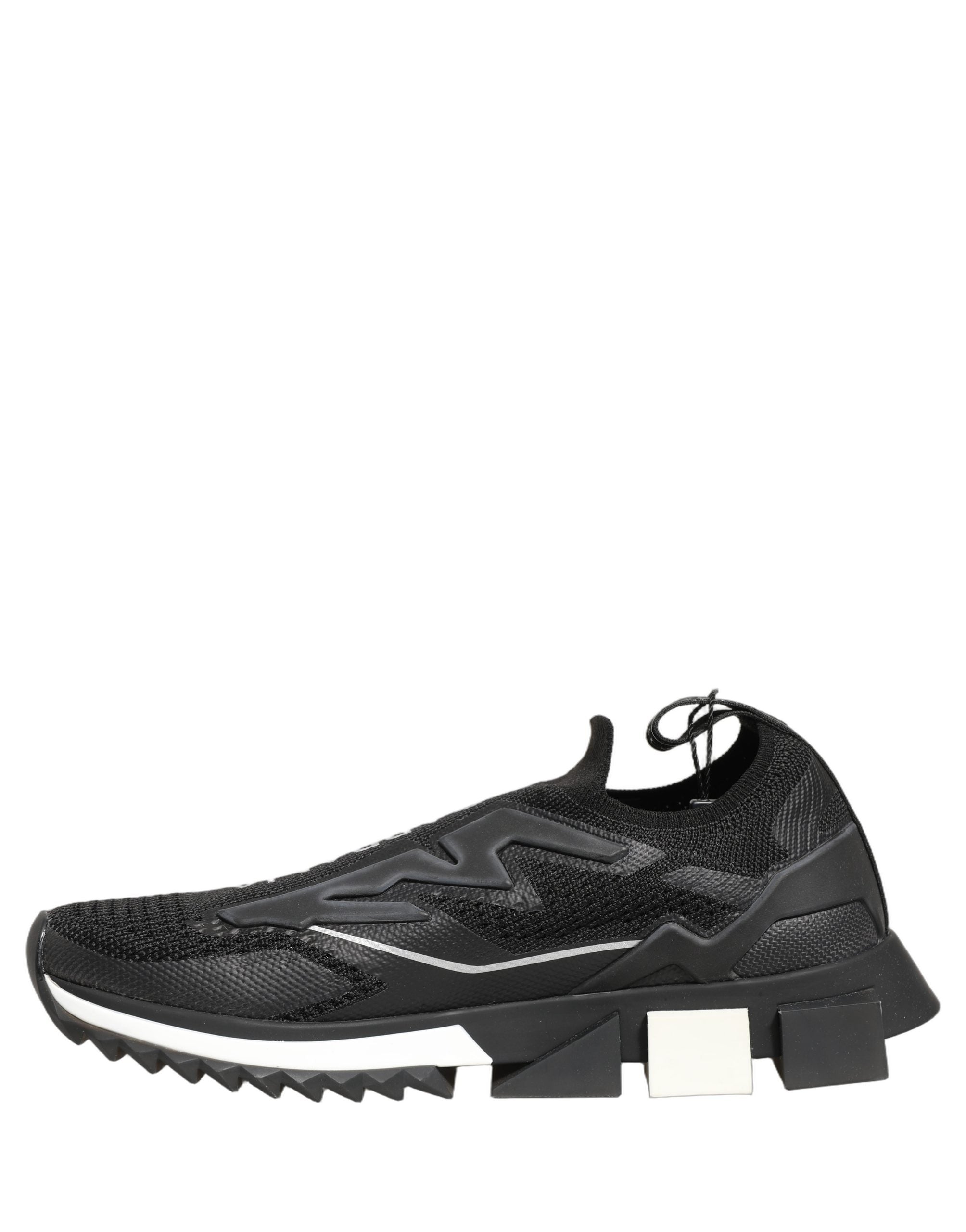 Dolce & Gabbana Schwarz-Weiße Sorrento Slip-On Logo Sneaker Schuhe