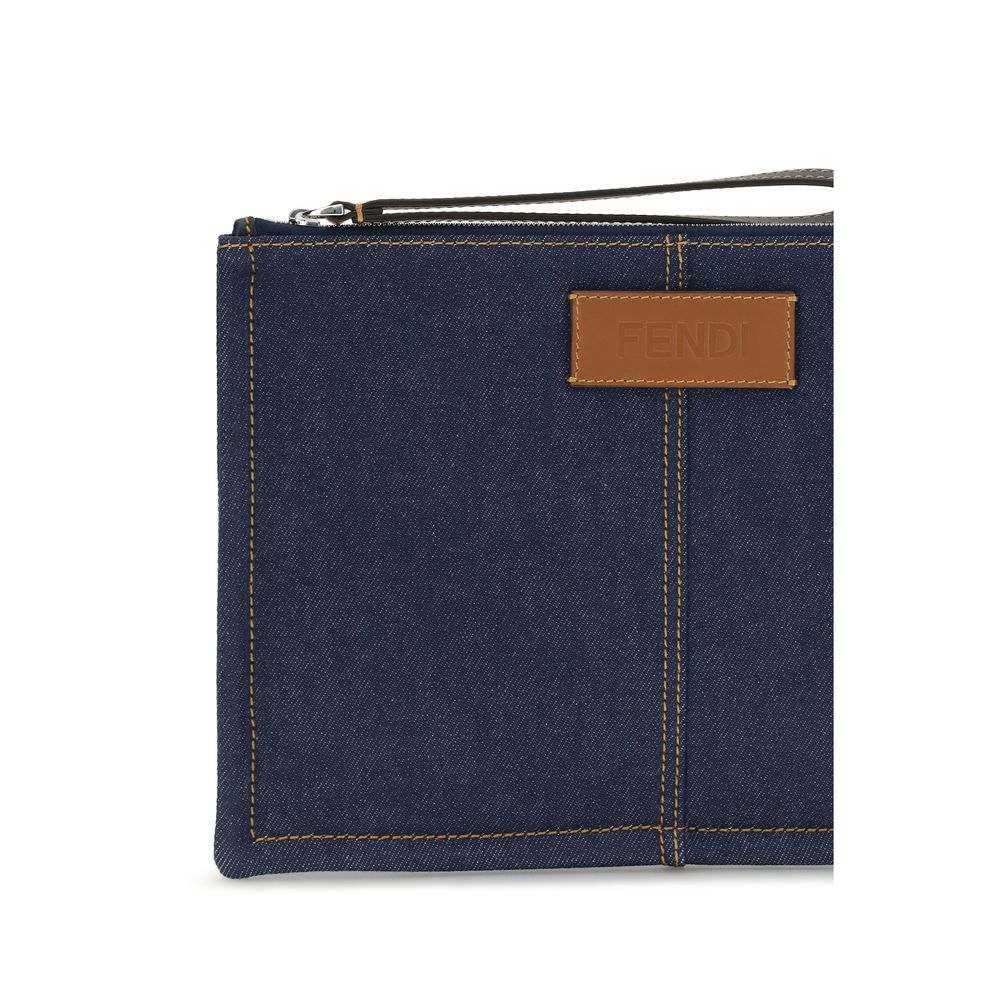 Fendi blaue Baumwoll-Clutch