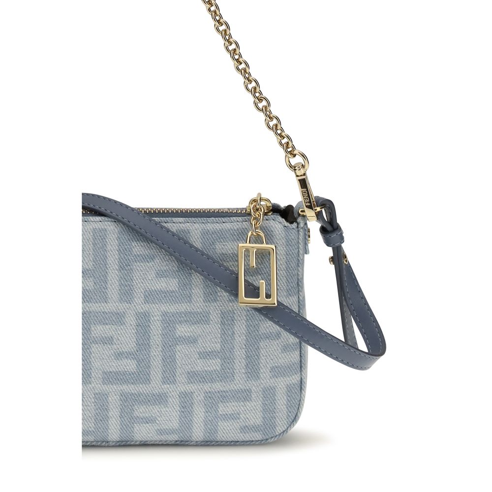 Fendi Clutch aus blauer Baumwolle