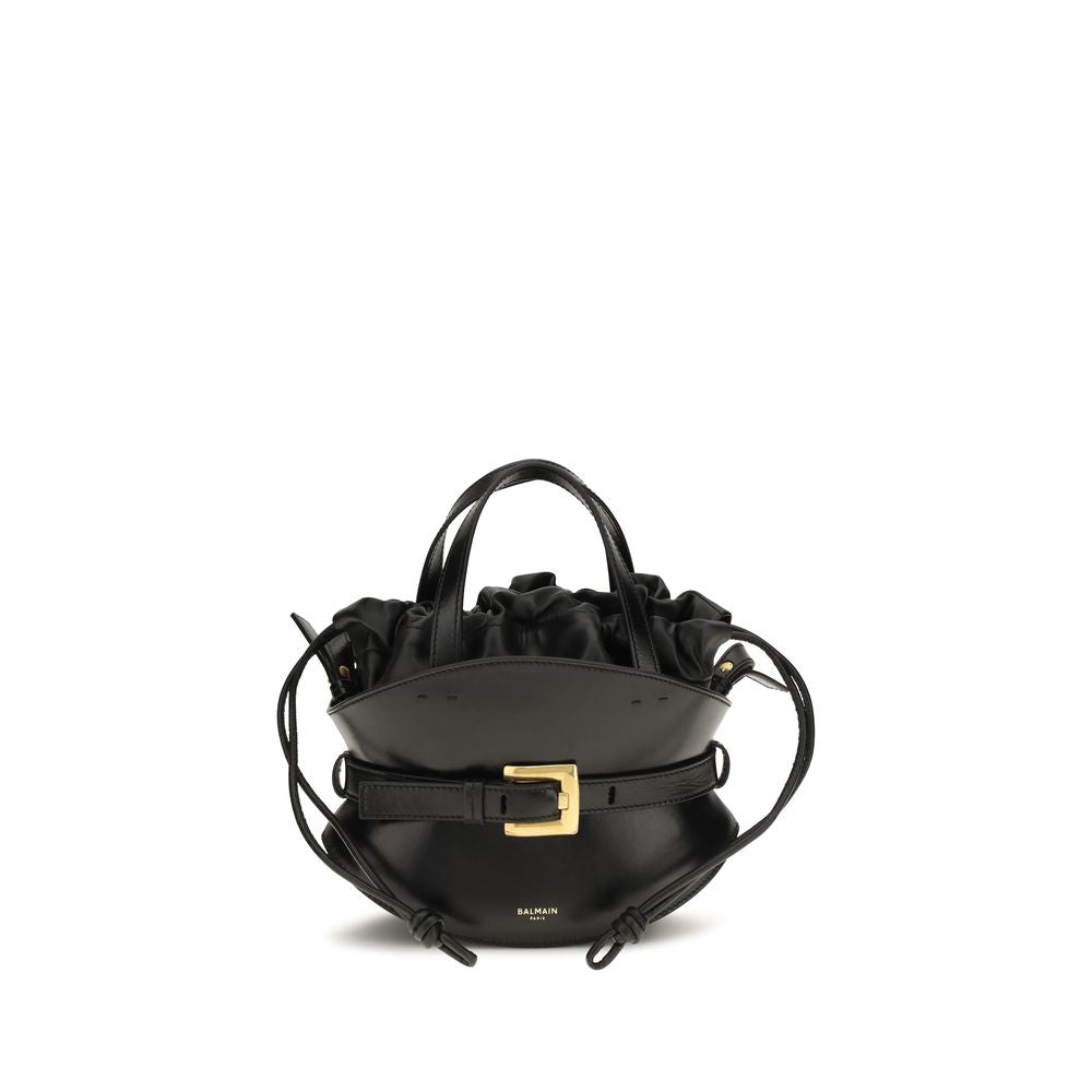 Balmain Schultertasche aus schwarzem Kalbsleder (Bos Taurus)