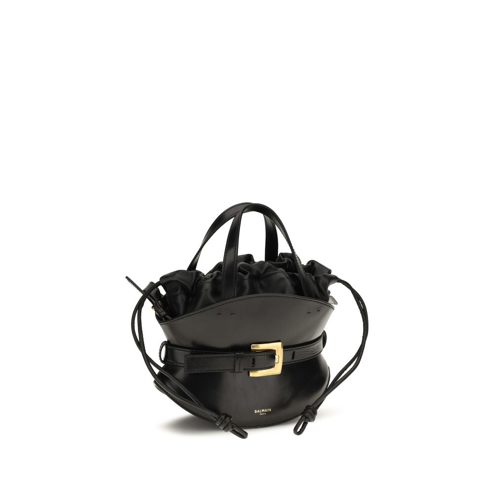 Balmain Schultertasche aus schwarzem Kalbsleder (Bos Taurus)